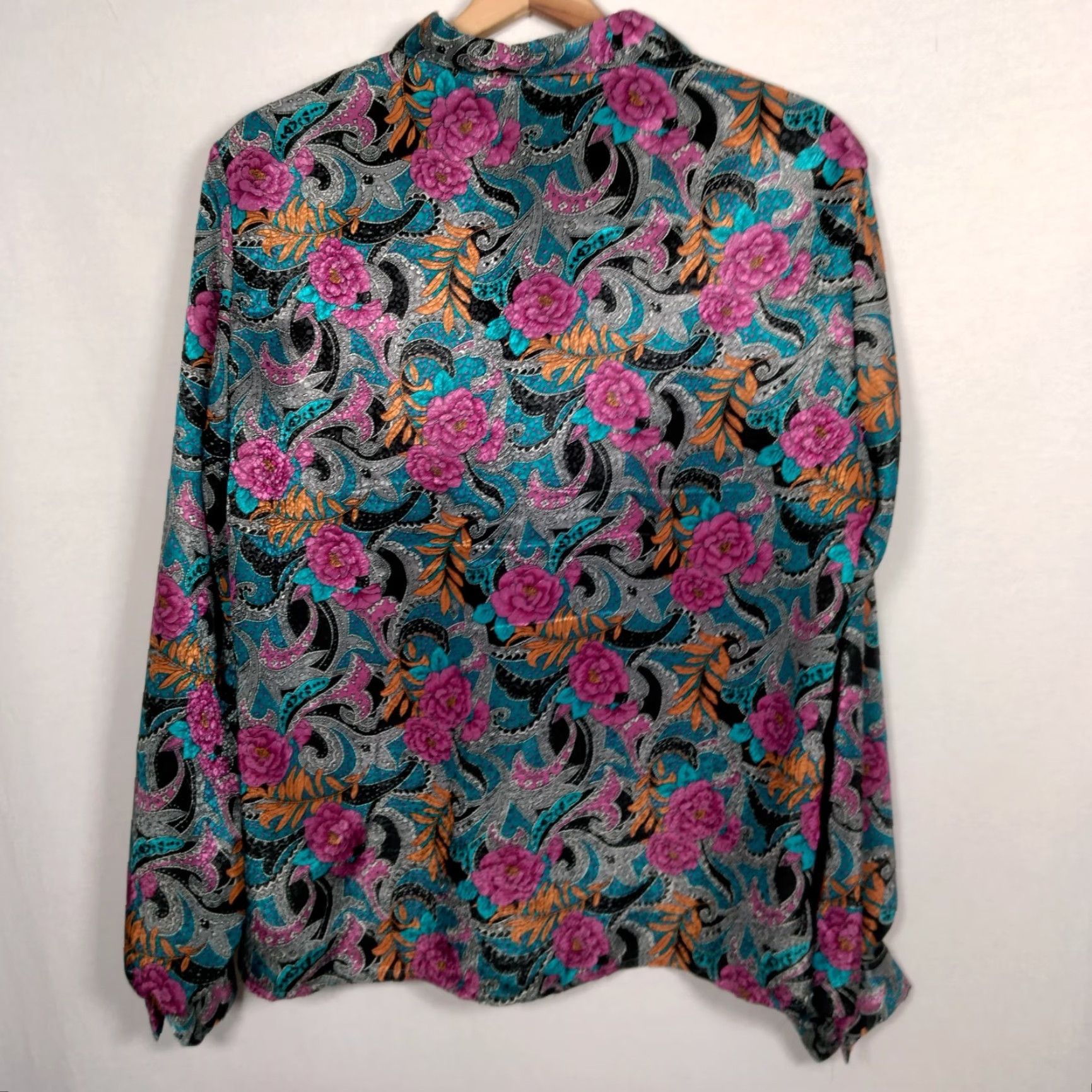 Vintage VINTAGE Cricket Lane Blouse Large Floral Satin Long Sleeve Grannycore Secretary Size L / US 10 / IT 46 - 3 Thumbnail