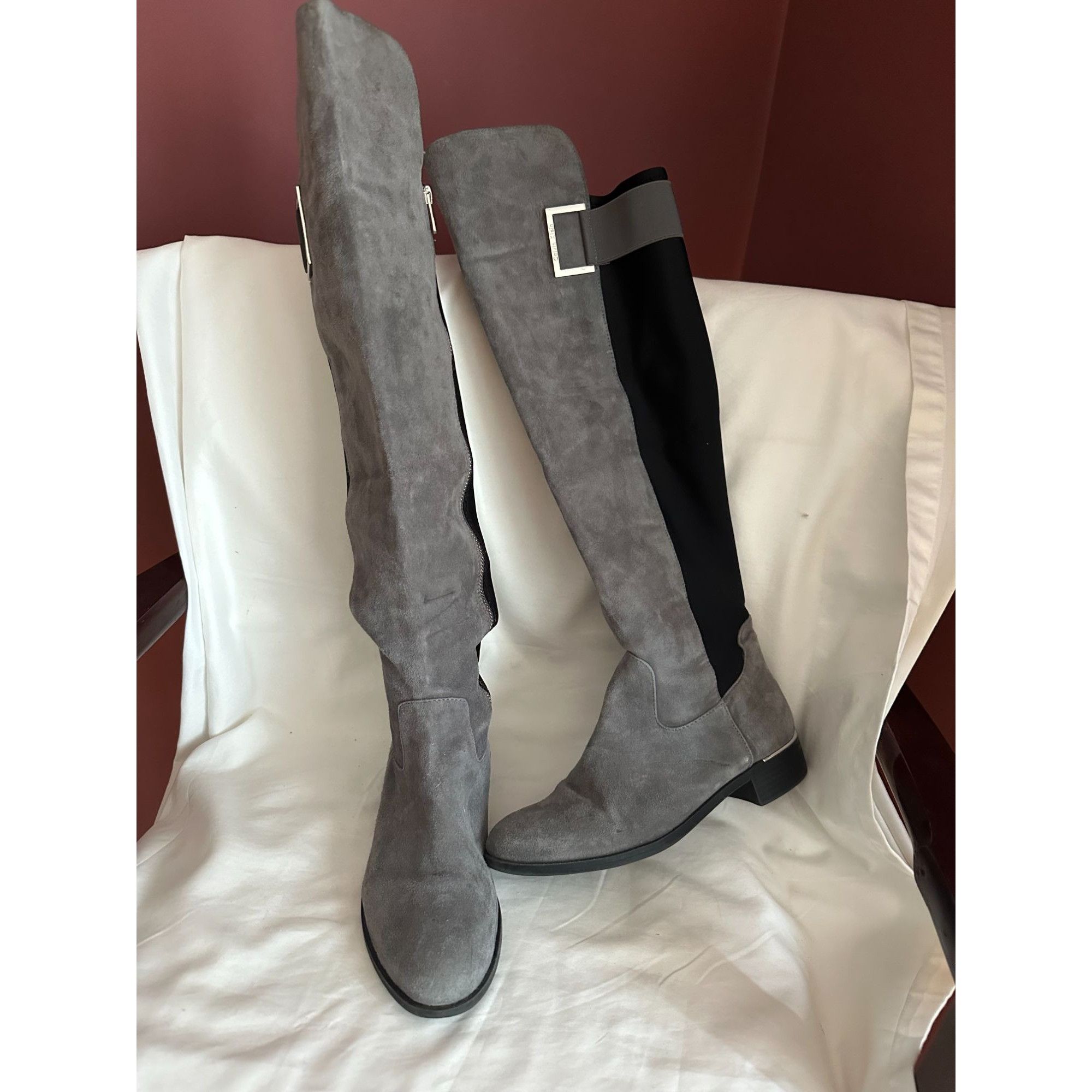 Calvin Klein Calvin Klein Cylan Over the Knee Suede Zip Boots 7.5 Size US 7.5 / IT 37.5 - 1 Thumbnail