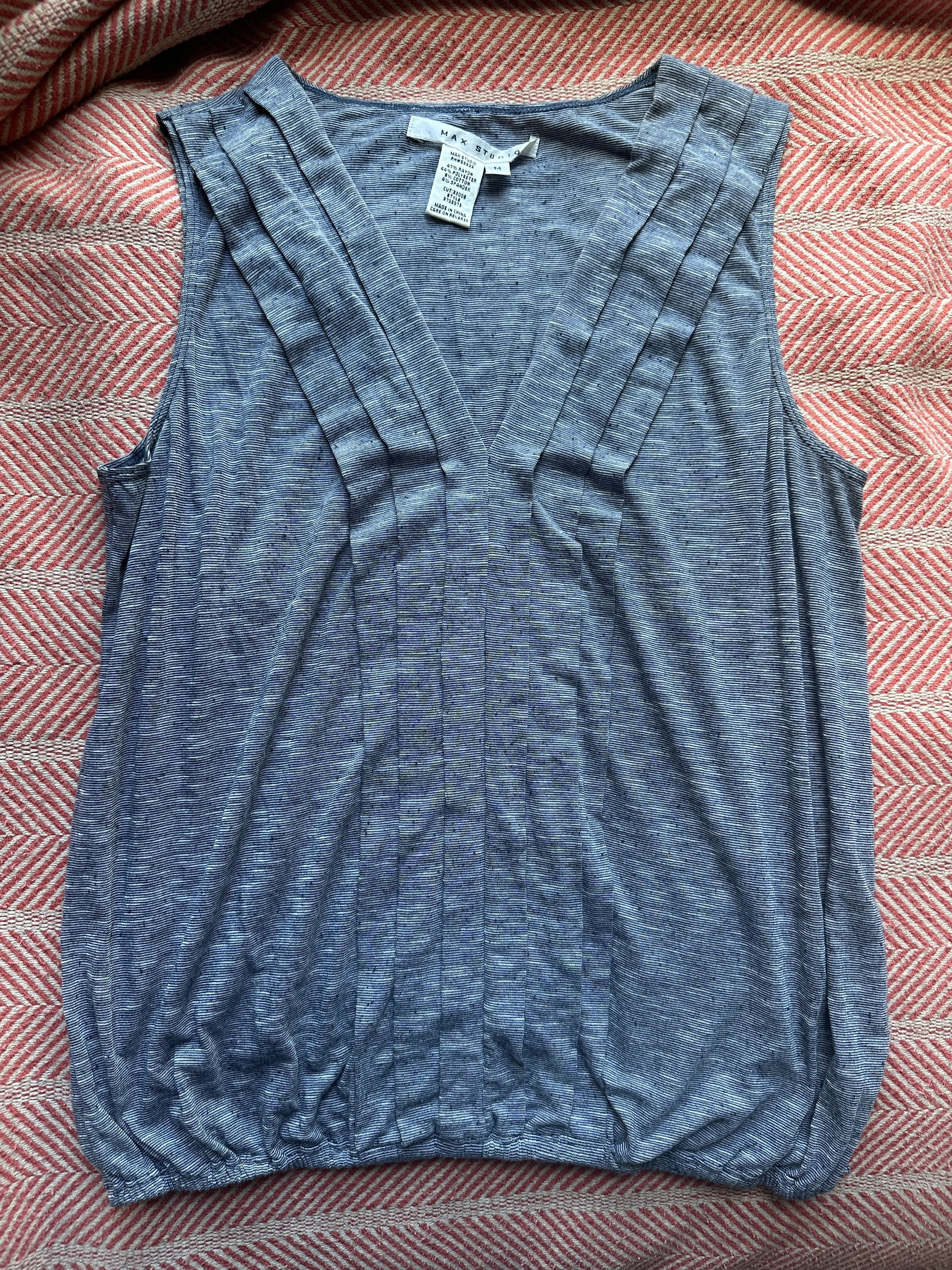 Max Mara Max Studio Heathered Blue Sleeveless Blouse Sz M Size M / US 6-8 / IT 42-44 - 5 Thumbnail