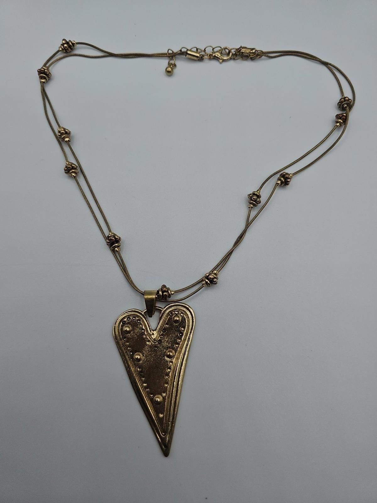 The Unbranded Brand Gold-tone Heart Charm Chain Necklace W/Bead Accents 14-17" Size ONE SIZE - 1 Thumbnail