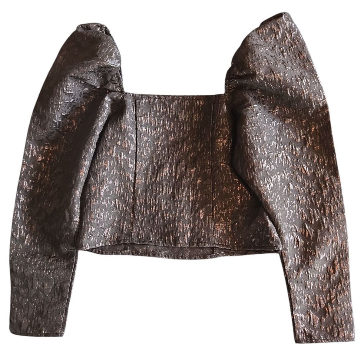 H&M H&M | Puff Sleeve, Square Neck Shimmer Blouse | Size Medium Size M / US 6-8 / IT 42-44 - 7 Thumbnail