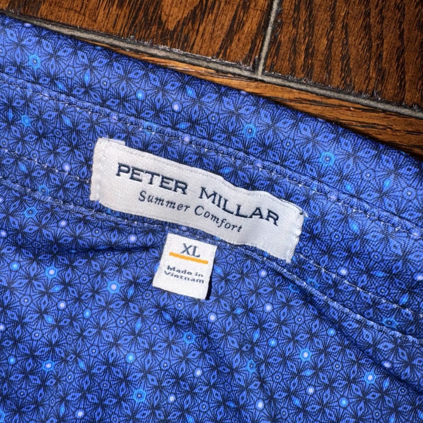 Peter Millar Peter Millar Polo XL Mens Blue Pink Nevillewood Golf AOP Geometric Logo Short Sleeve Shirt Size US XL / EU 56 / 4 - 4 Thumbnail