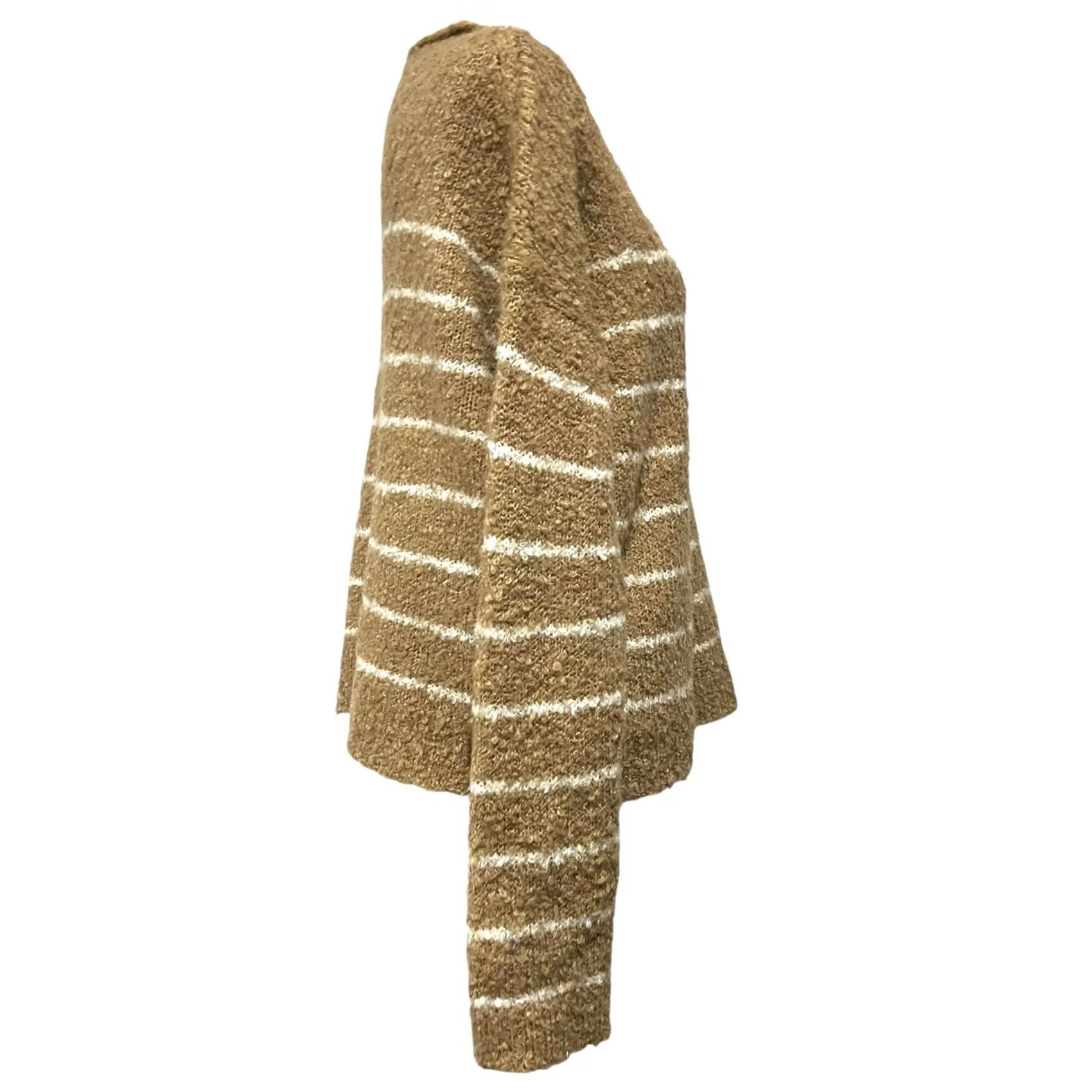 J.Crew J.Crew Women’s Sweater Boucle Rollneck Tan White Striped Pullover Soft Sz L Size L / US 10 / IT 46 - 5 Thumbnail