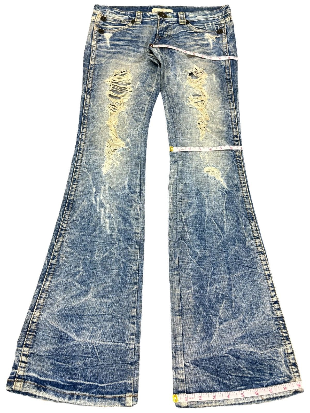 Yoshiyuki Konishi Vintage Japanese Brand Faded Distressed Flare Jeans Size 32" / US 10 / IT 46 - 12 Thumbnail