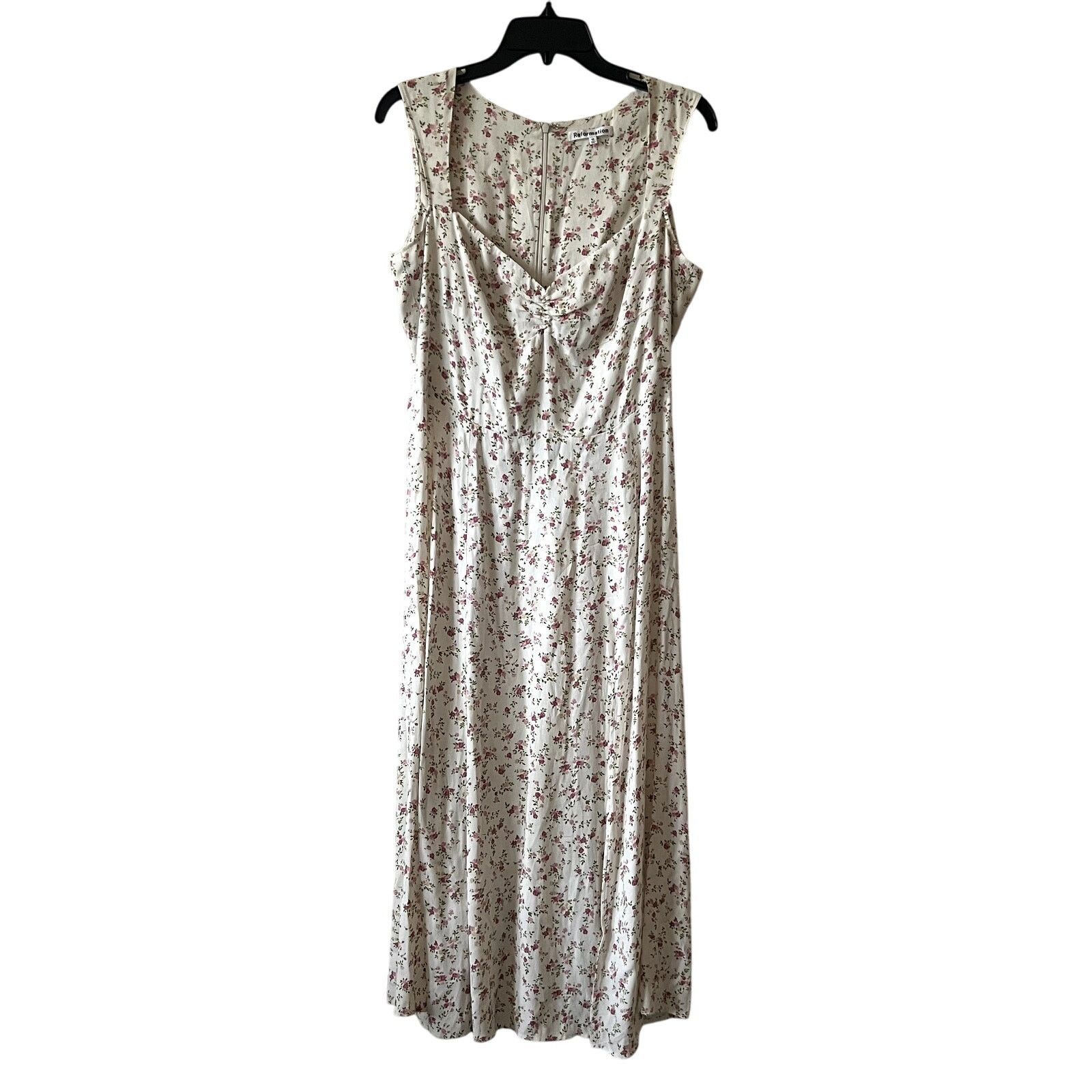 Reformation reformation midi white floral sleeveless dress size 10 C9 Size L / US 10 / IT 46 - 1 Thumbnail