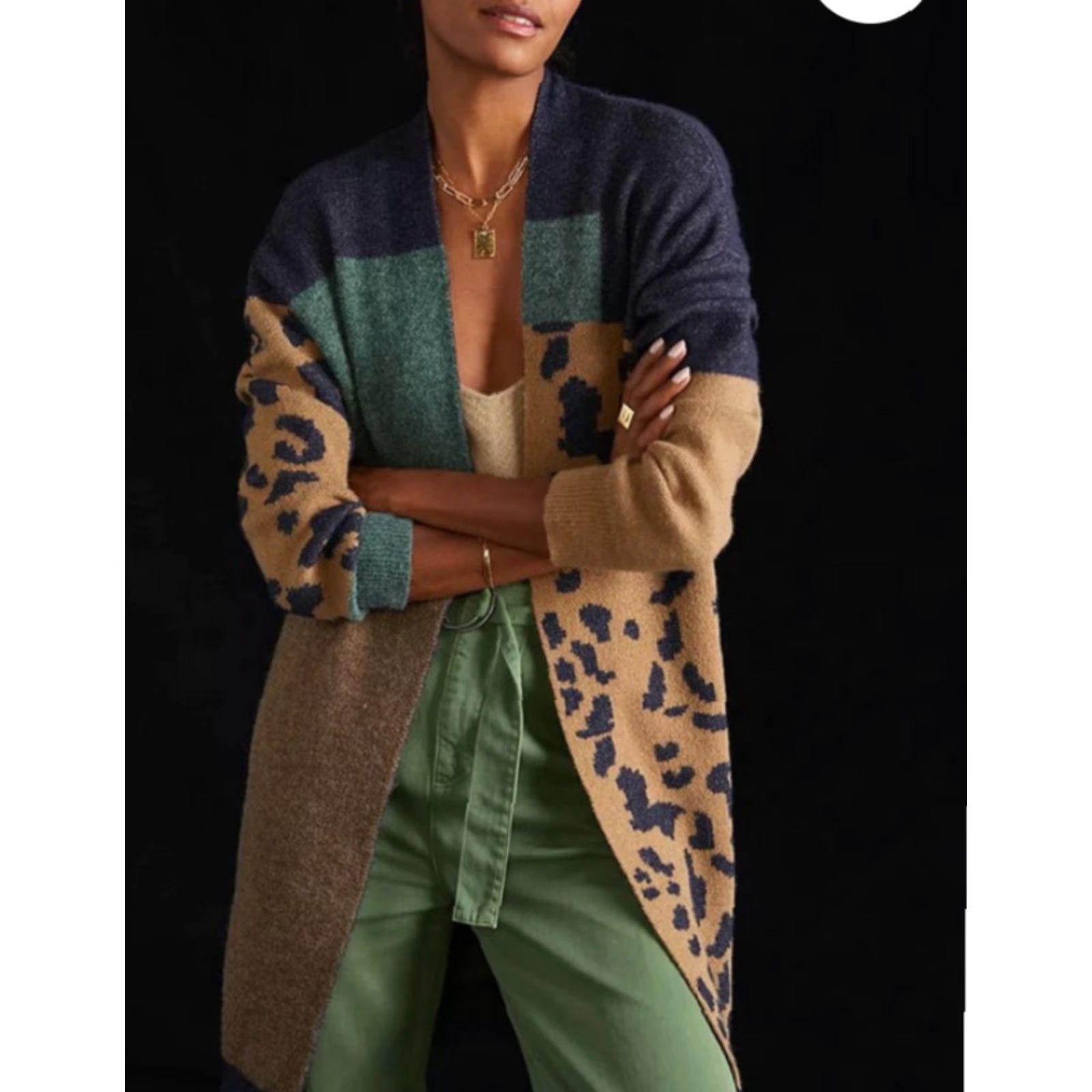 Anthropologie Anthropologie Pilcro Cardigan Womens One Size Multicolor Cozy Animal Print Sweater Size ONE SIZE - 2 Thumbnail