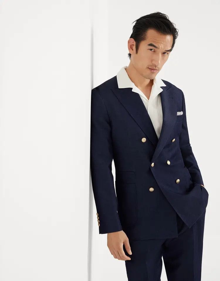 Brunello Cucinelli o1w1db10725 Woven Jacket Wool in Dark Blue Size US S / EU 44-46 / 1 - 3 Thumbnail