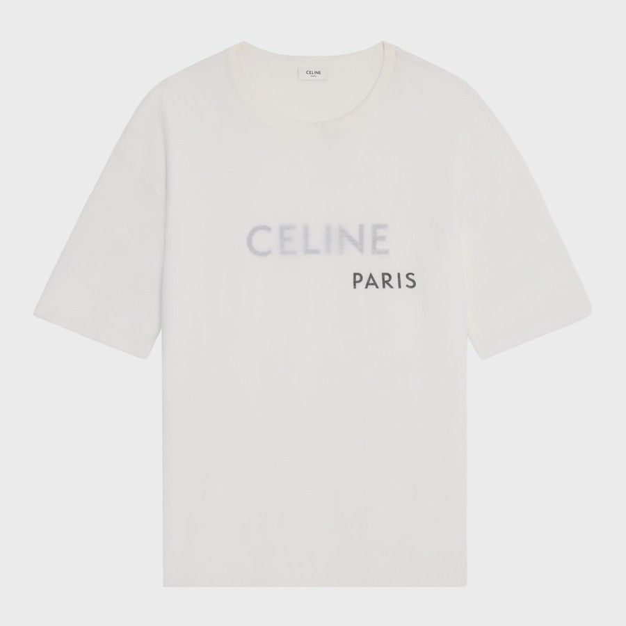 Celine 16 Embroidered T-Shirt in Jersey Mesh White | Grailed