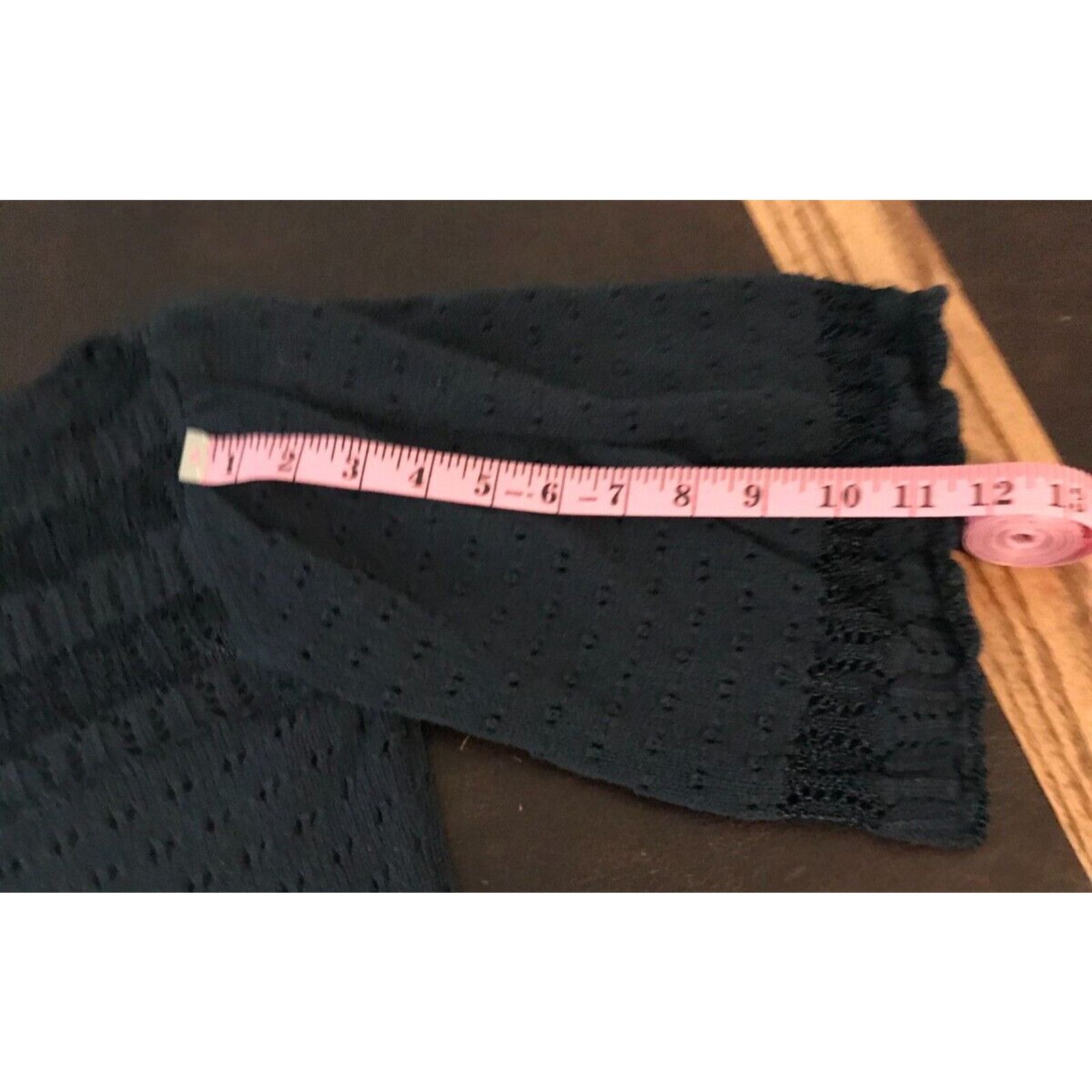 Anthropologie Anthropologie Moth Navy Blue Tie-Waist Pointelle Sweater Size XS / US 0-2 / IT 36-38 - 4 Thumbnail