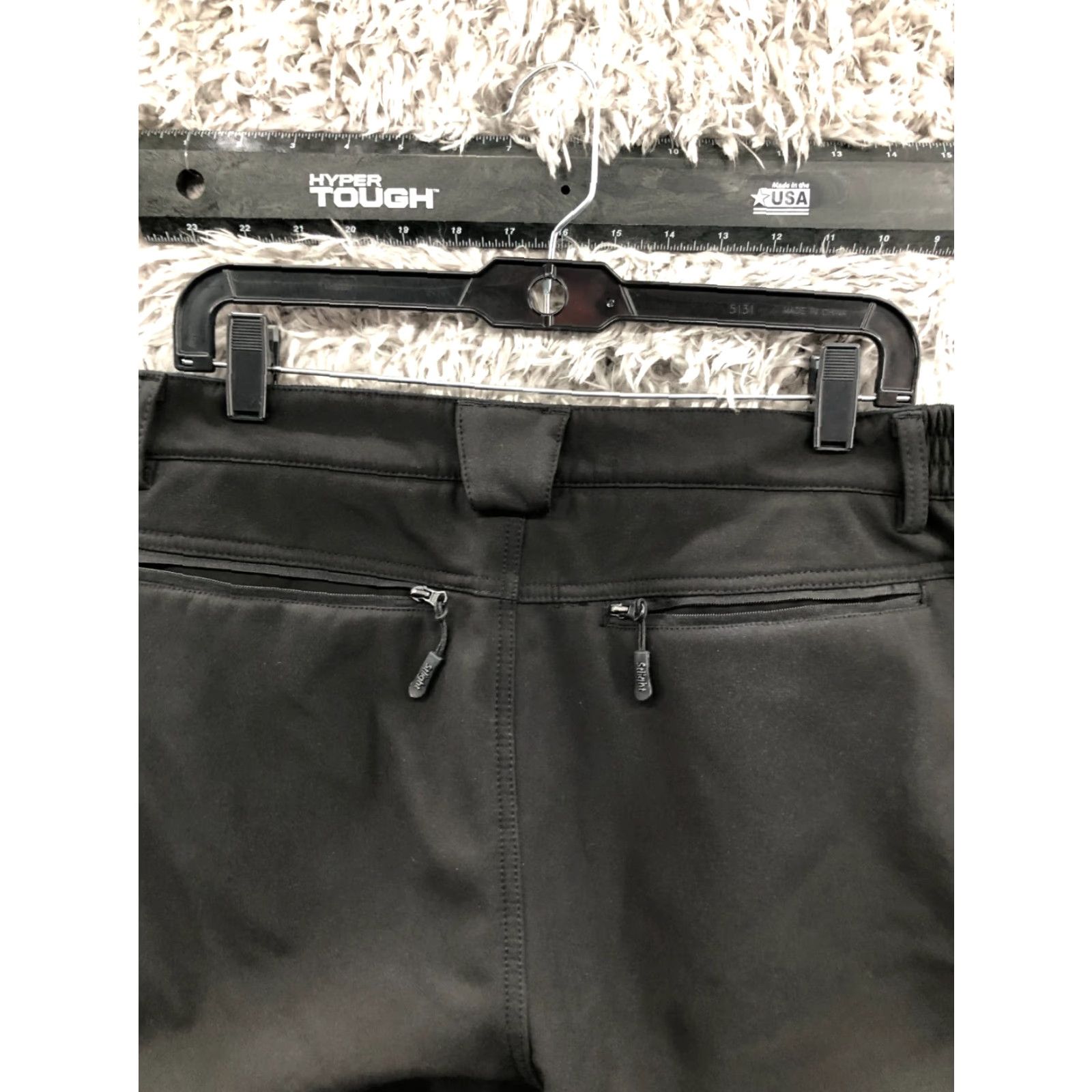 Vintage Stlight Pants Black 36x30 Regular Flat Front Straight Leg Pockets Zip Logo Knit Polyester Men Sz 36 Casual Travel Fall Winter Spring Mens Size US 36 / EU 52 - 6 Thumbnail