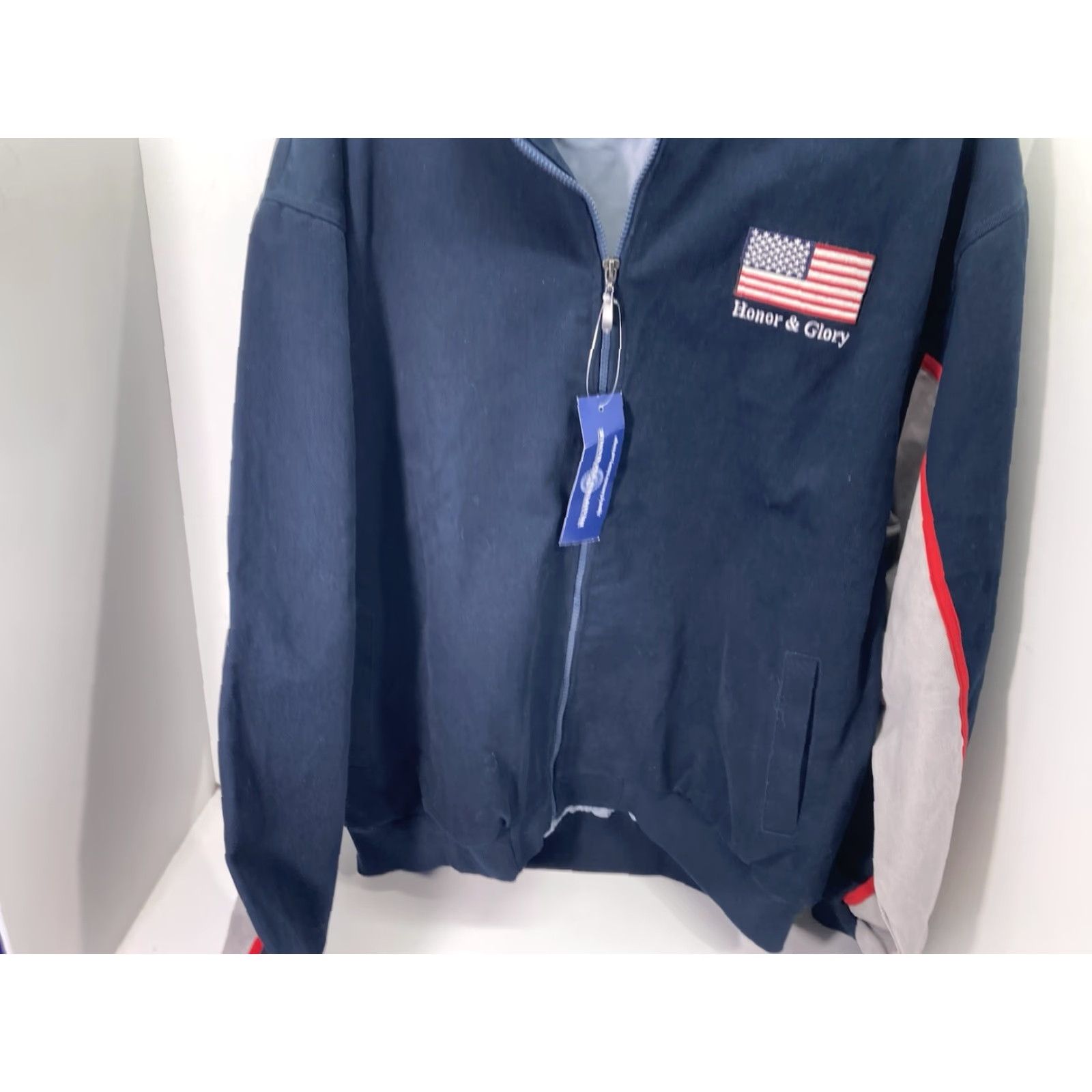 Vintage Bradford Exchange Jacket Men XL Navy Blue Canvas Full Zip Eagle NWT Bomber Shirt Size US XL / EU 56 / 4 - 7 Thumbnail
