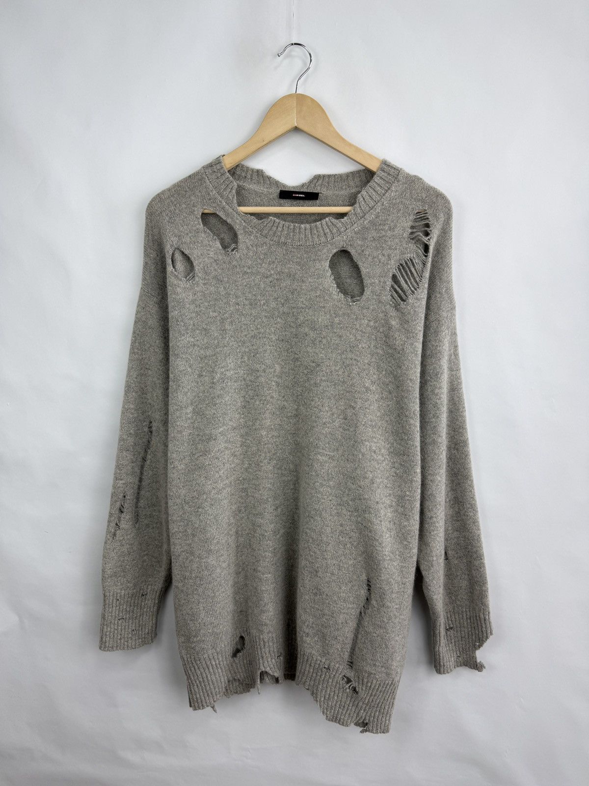 Diesel 🇮🇹 Diesel Distressed Alpaca Wool Knit Sweater Made in Italy Size L / US 10 / IT 46 - 6 Thumbnail