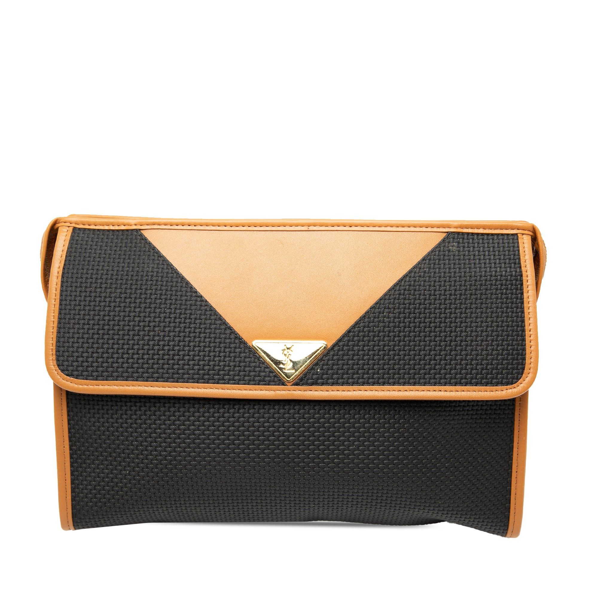 Saint Laurent Paris Leather Trimmed Coated Canvas Clutch Size ONE SIZE - 1 Thumbnail