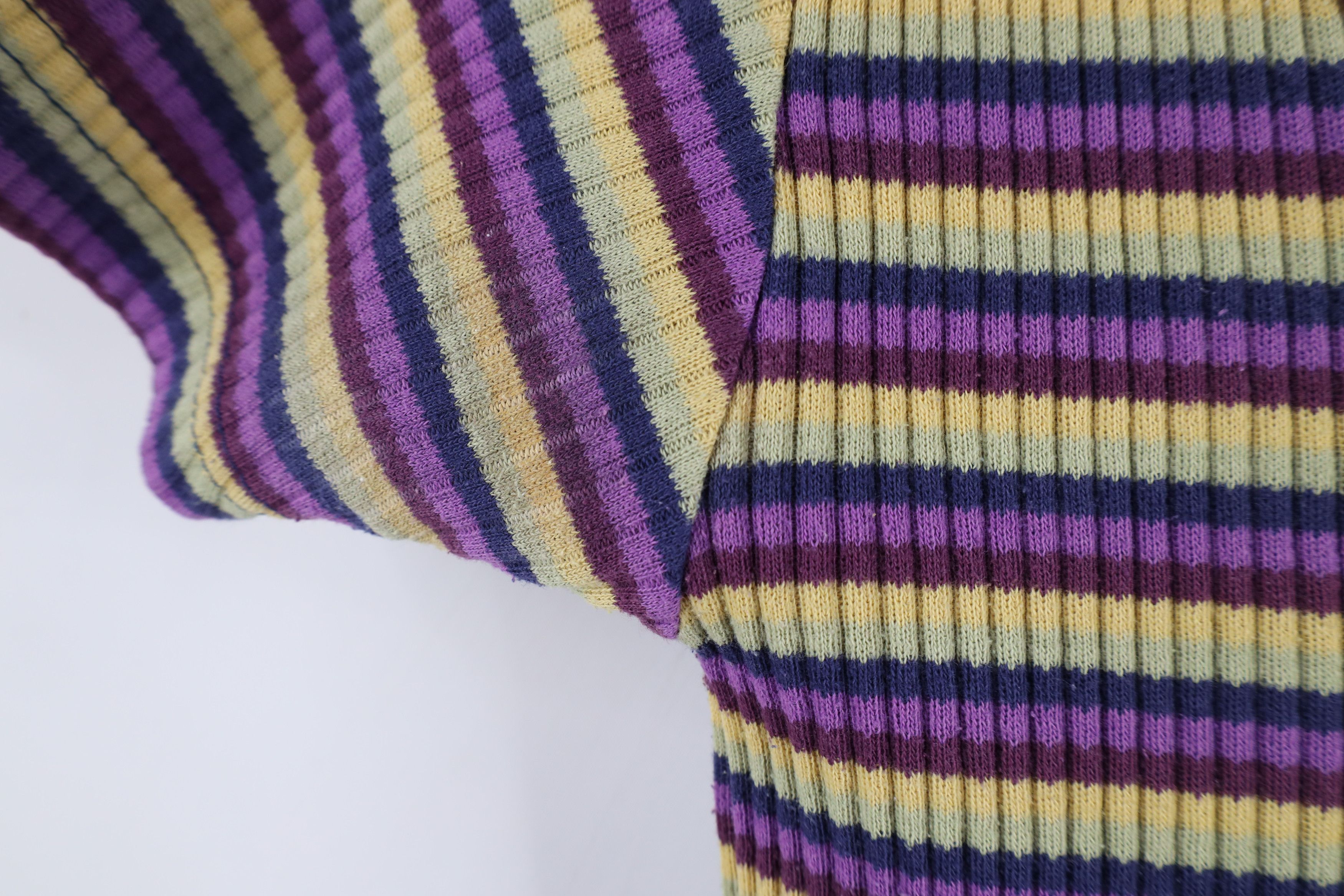 Vintage Vintage 90s Y2K Baby Doll Striped Ribbed Knit T-Shirt Size M / US 6-8 / IT 42-44 - 4 Thumbnail