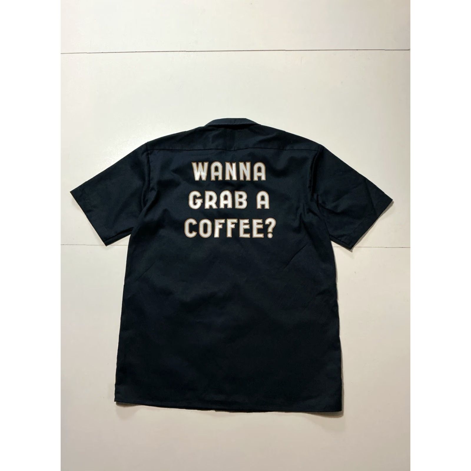Dickies VINTAGE Dickies La Colombe Coffee Workshop Wanna Grab A Coffee Button S/S Work Shirt MD Size US M / EU 48-50 / 2 - 3 Thumbnail