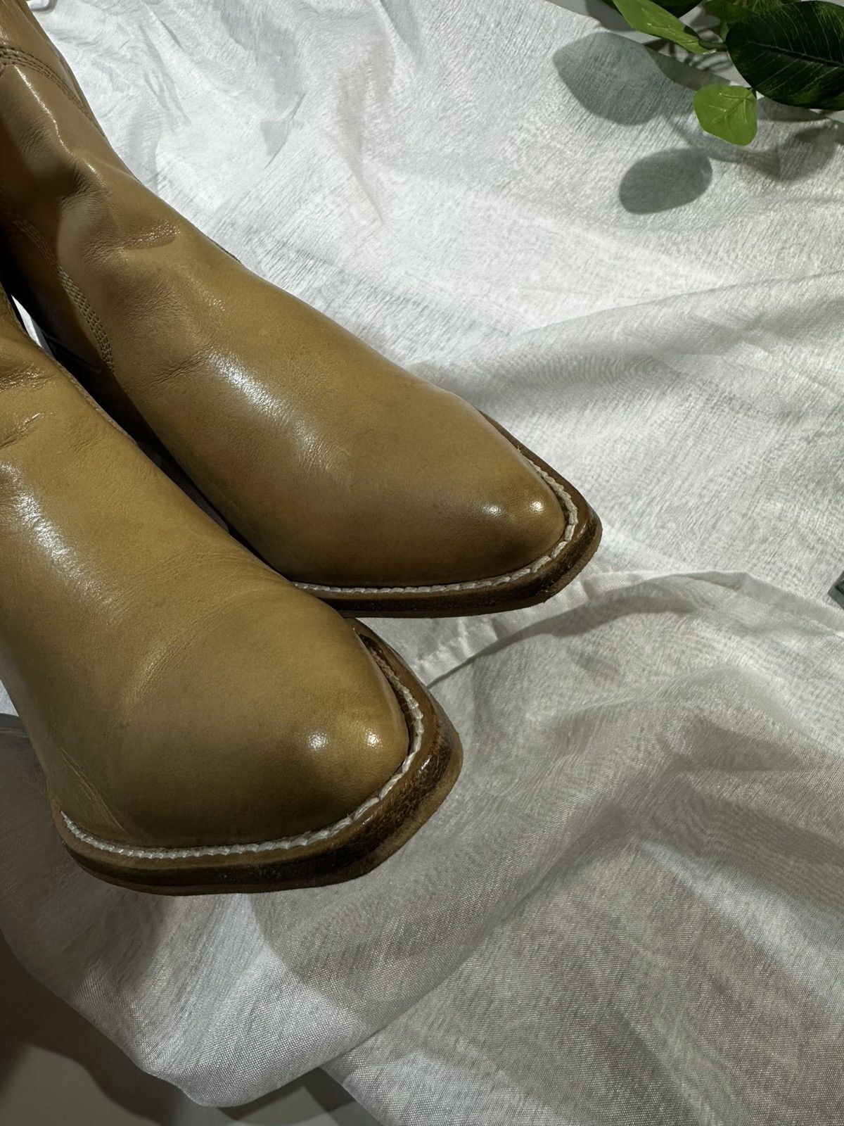 Other BRONX Leather Cowboy Ankle Boots Nude Pointed Toe Block Size US 7.5 / IT 37.5 - 13 Thumbnail