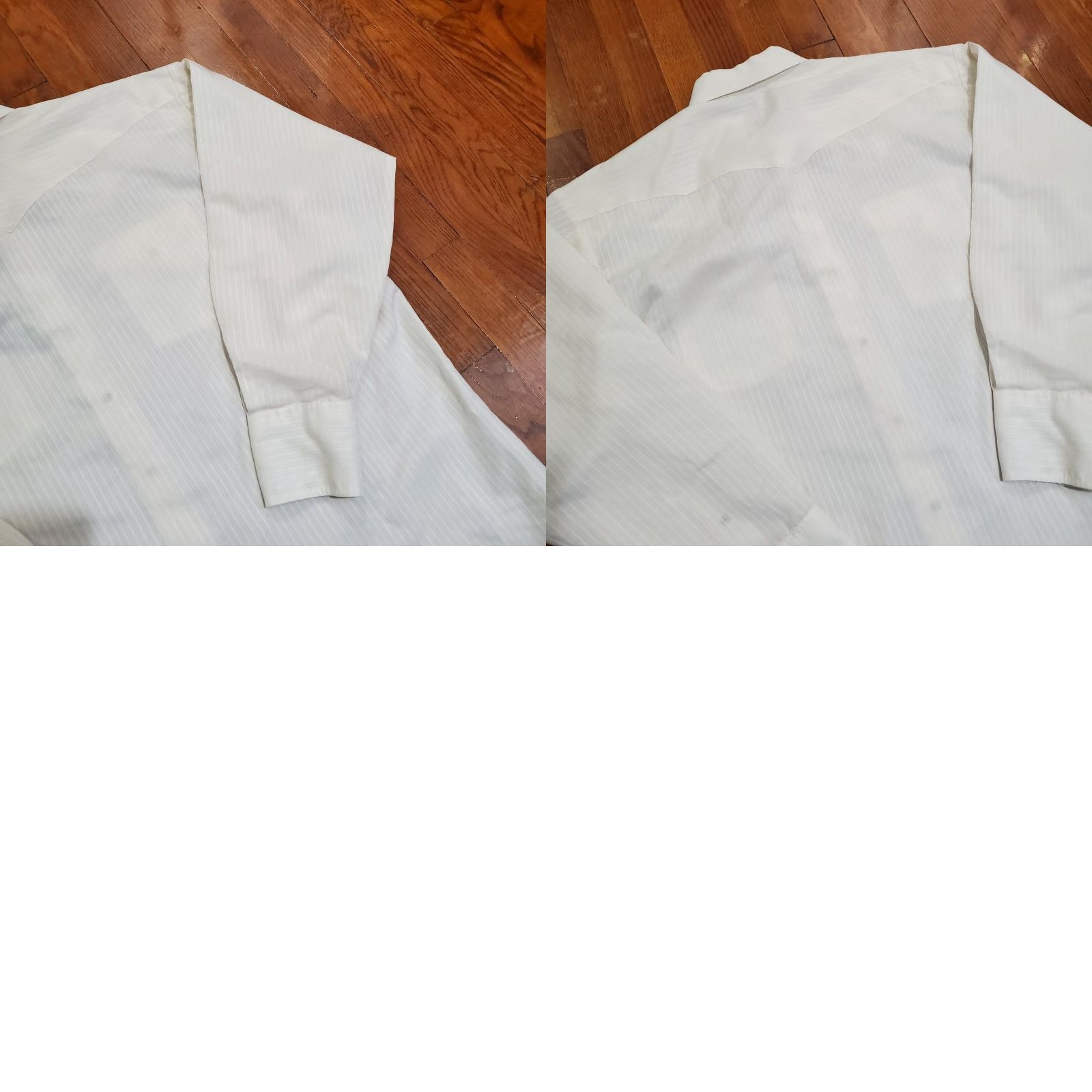 Vintage VINTAGE Panhandle Slim Shirt Western Striped 17.5 34 Pearl Snap Made USA Cowboys Beige White Cotton Twill Button-Up Casual Mens Size US XXL / EU 58 / 5 - 9 Thumbnail