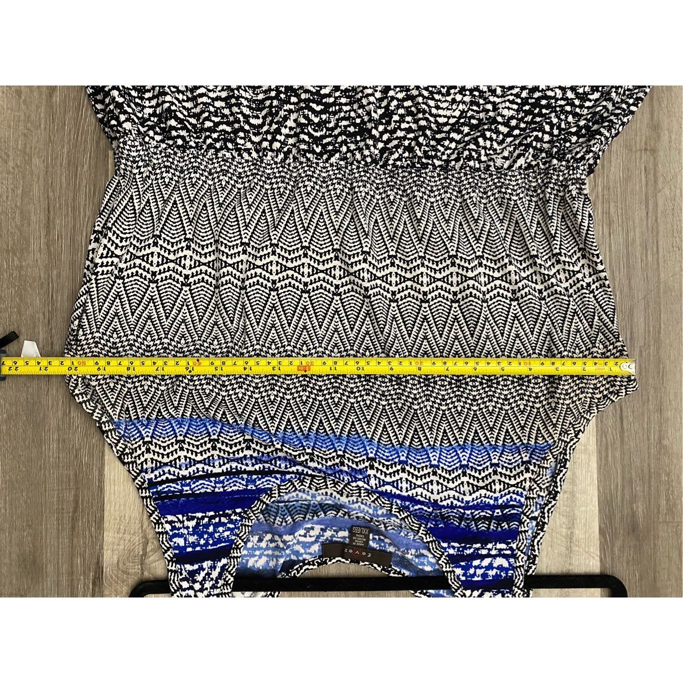 Sever Fever Maxi Dress- Black White Blue Geometric Design, SIze XX Size XXL / US 16-18 / IT 52-54 - 6 Thumbnail
