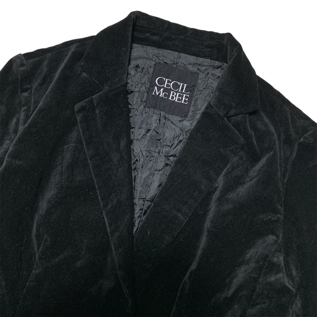 Japanese Brand × Vintage Vtg 90s Cecil McBee Velvet Formal Blazer Black Size US S / EU 44-46 / 1 - 3 Thumbnail