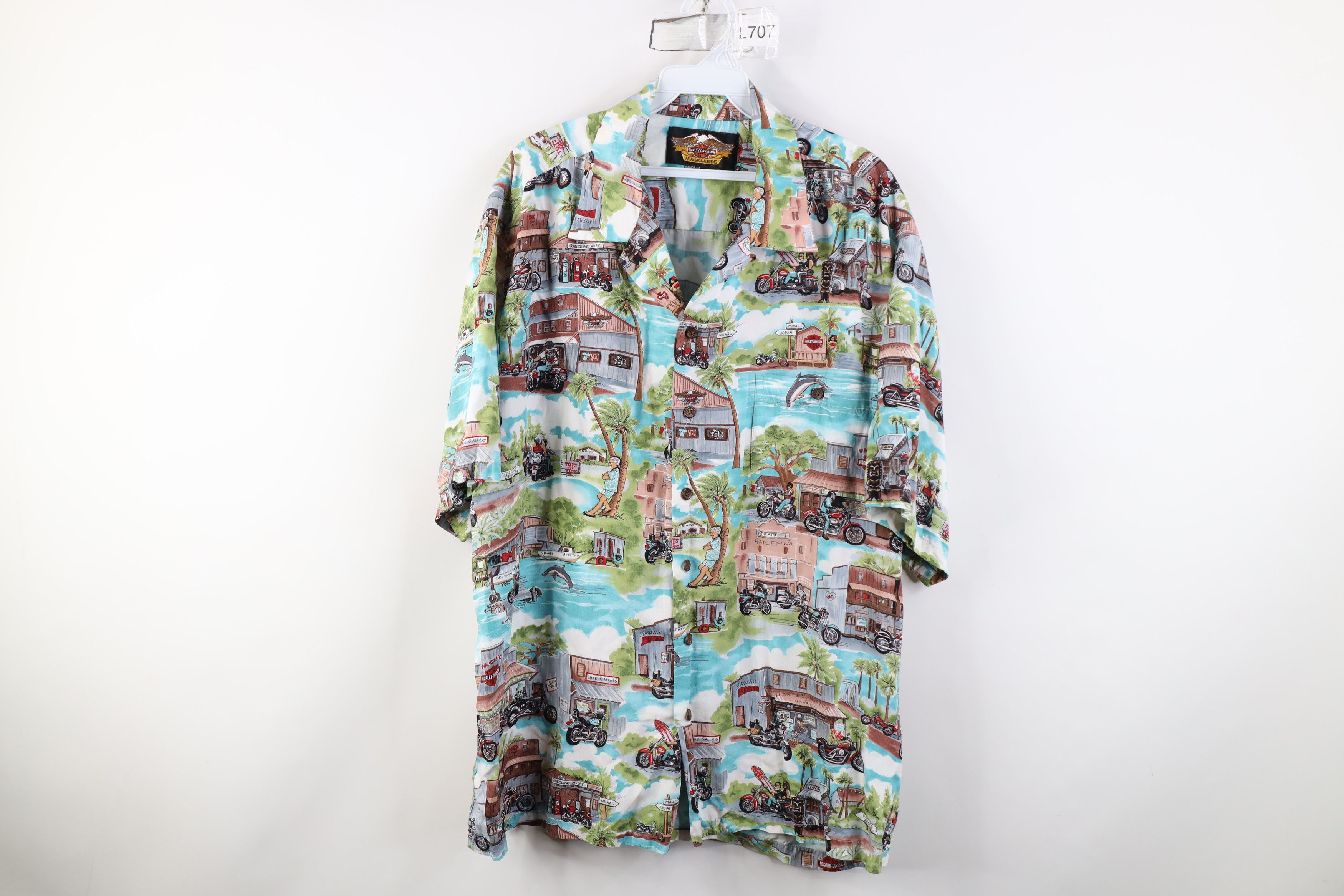Vintage 90s Harley Davidson Hawaiian Button Shirt USA