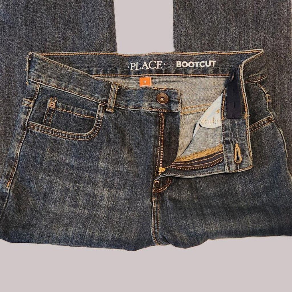 Designer Children's Place Size 14 Jeans Blue Bootcut 5 Pockets Size 36" / US 14 / IT 50 - 5 Thumbnail