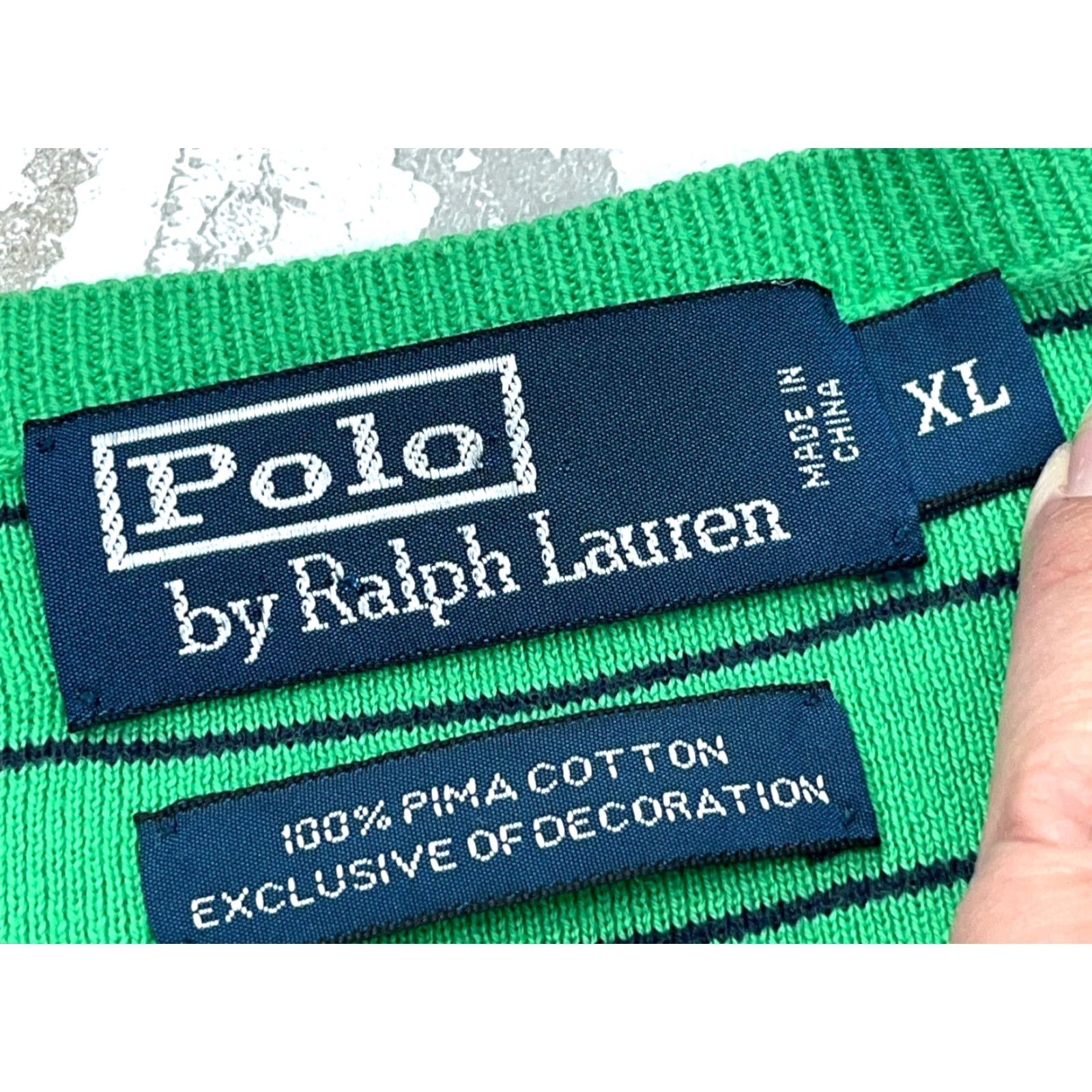 Polo Ralph Lauren Polo Ralph Lauren Sweater Men XL Green Striped V-Neck Pima Cotton Golf Pullover Knit Button Embroidered Logo Zipper Classic Modern Preppy Sports Mens Size US XL / EU 56 / 4 - 3 Thumbnail