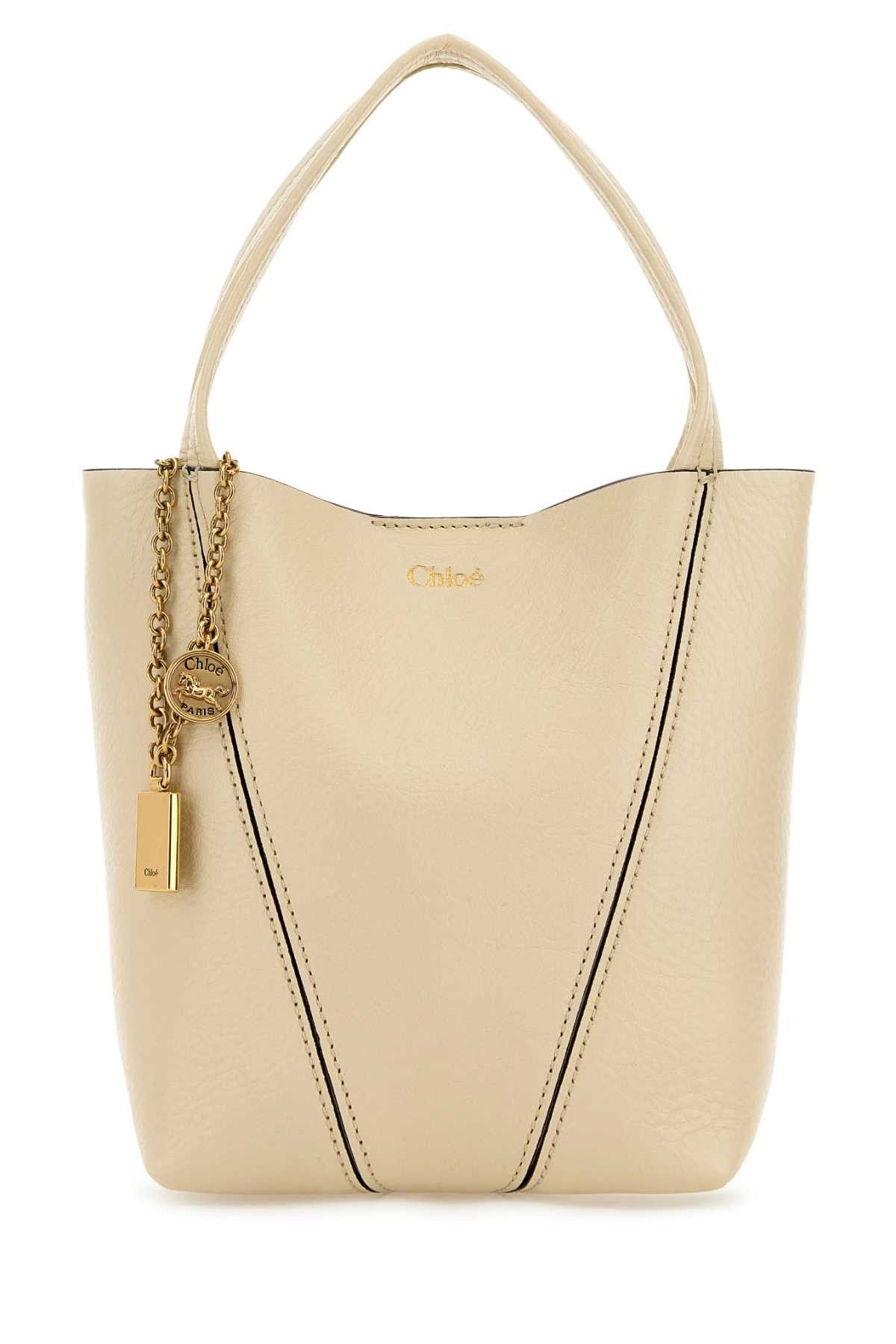 Ivory Leather Small Spin Shopping Bag
