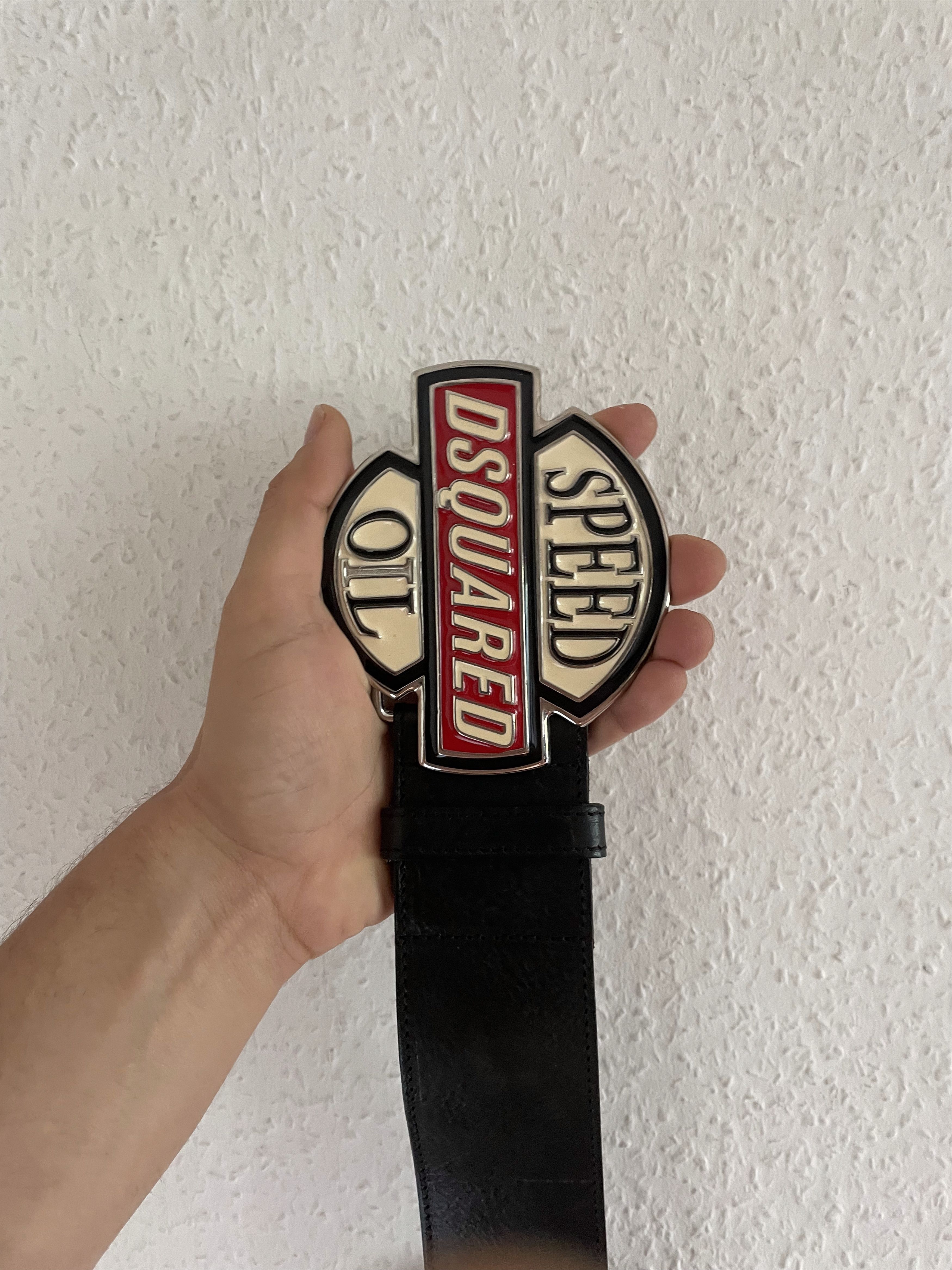 Dsquared2 Speed Oil Big Buckle Leather Belt Size 34 - 1 Thumbnail