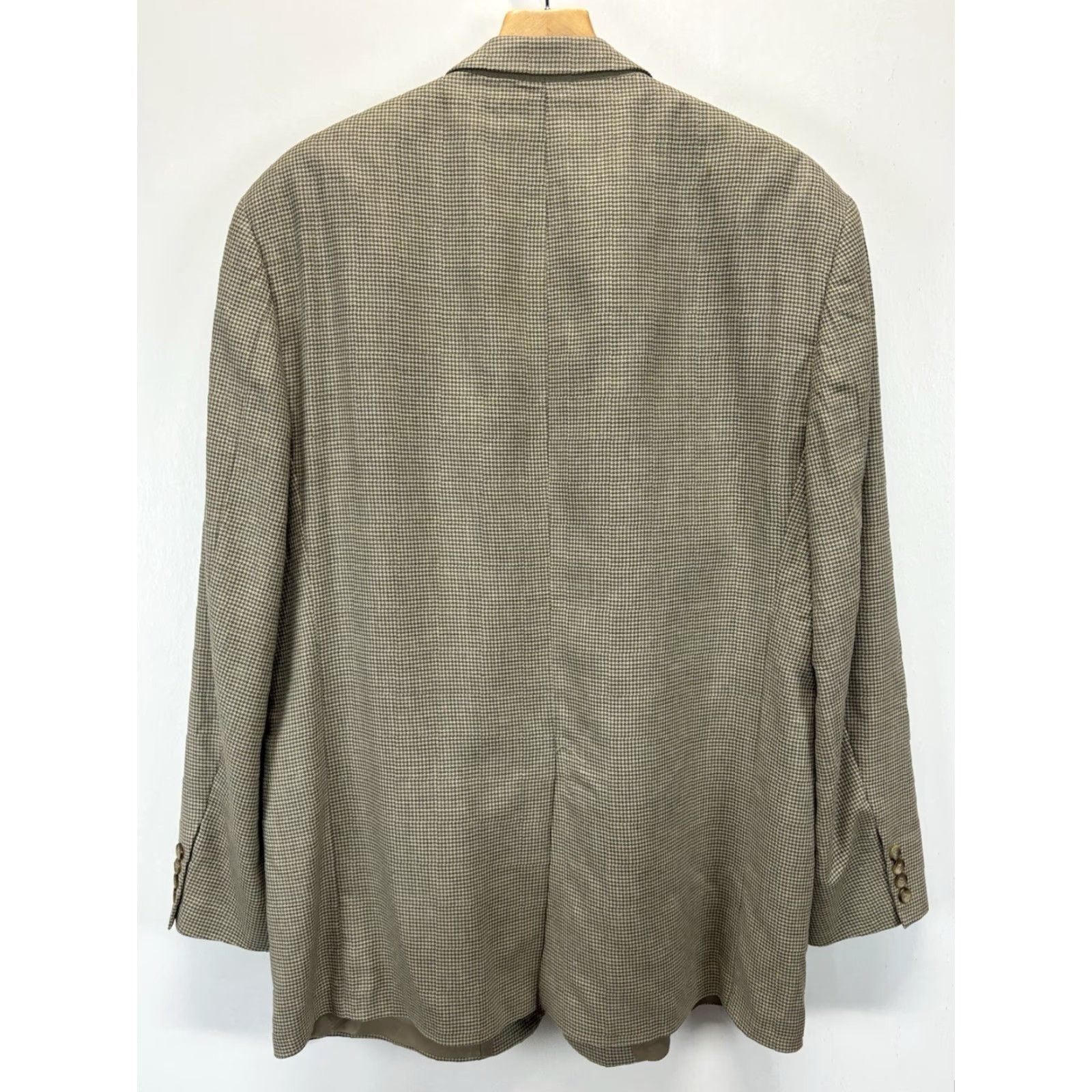 Brooks Brothers VINTAGE Brooks Brothers Men's Blazer Jacket Long Single-Breasted Houndstooth Wool Linen Silk 46L Casual Formal Wedding Size 46L - 2 Thumbnail