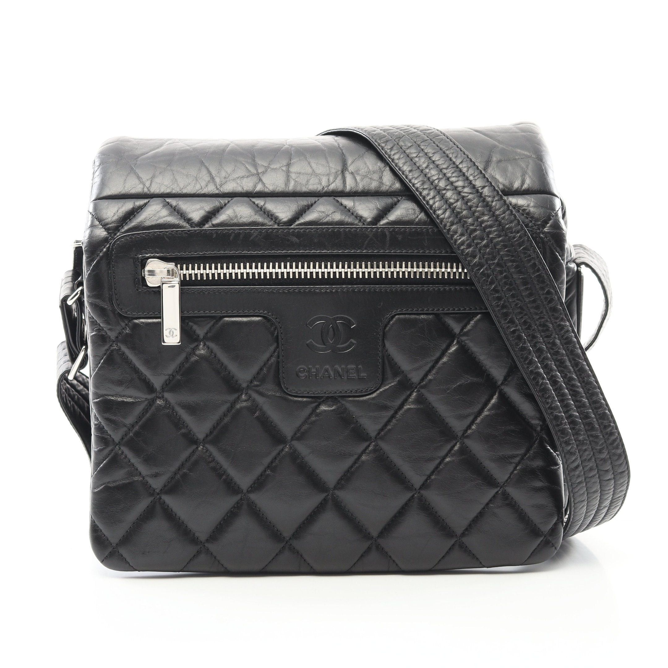 Chanel Coco Coon Small Messenger Shoulder Bag Aged Calfskin Black Silver Hardware, Women's