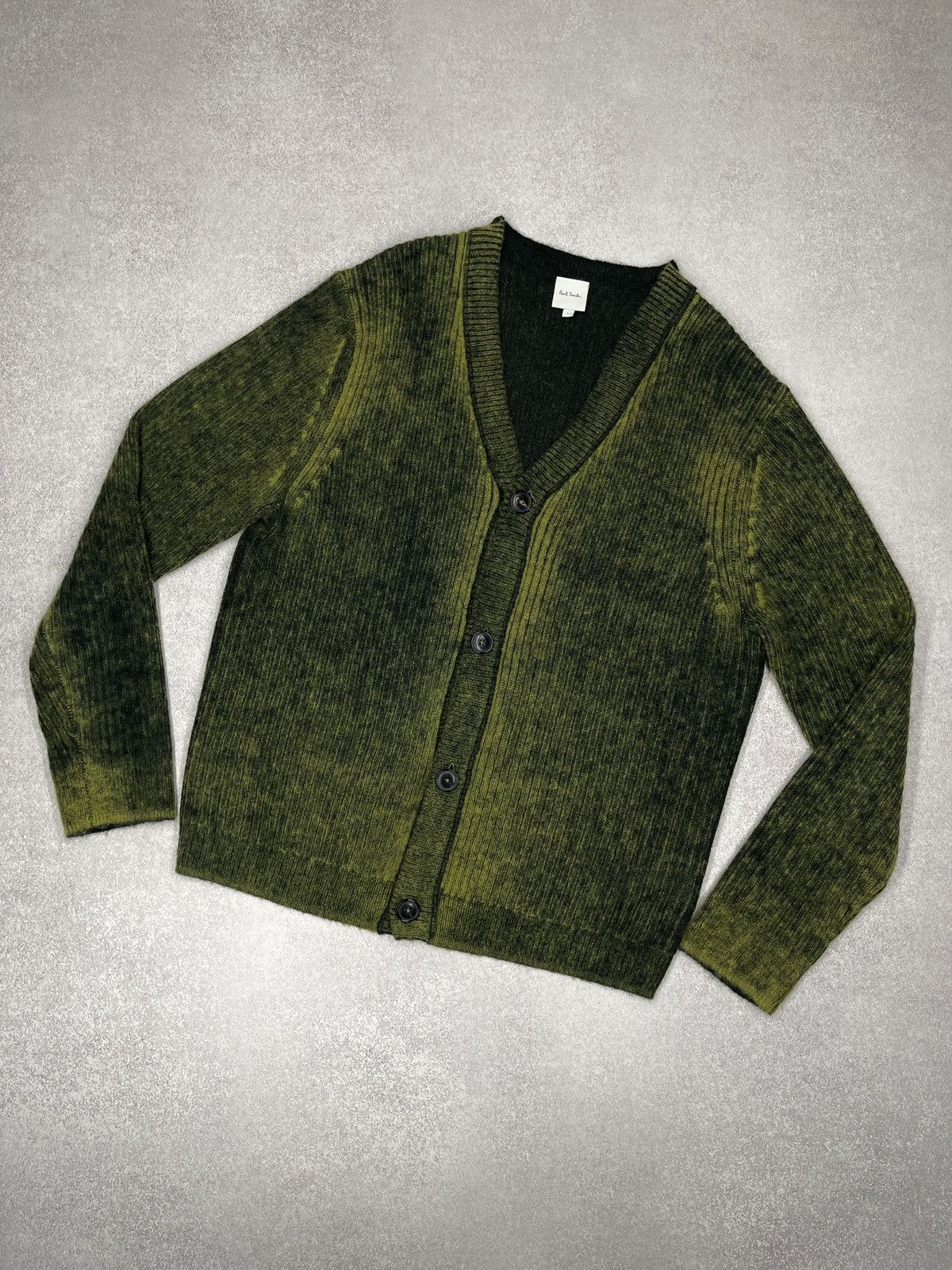 Paul Smith Mens Paul Smith Acid Wash Print Effect Wool Mohair Cardigan Green Size US L / EU 52-54 / 3 - 8 Thumbnail