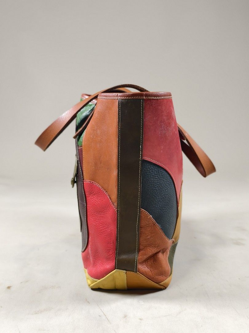 RRL Ralph Lauren Double RL Patchwork All-Leather Multi Color Tote Bag Size ONE SIZE - 4 Thumbnail