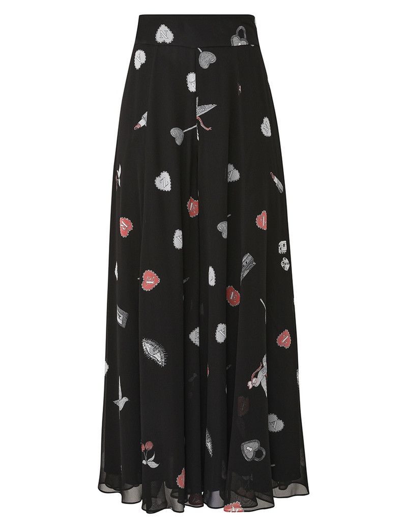 oc11z0226 Crush Flared Culotte Skirt In Black