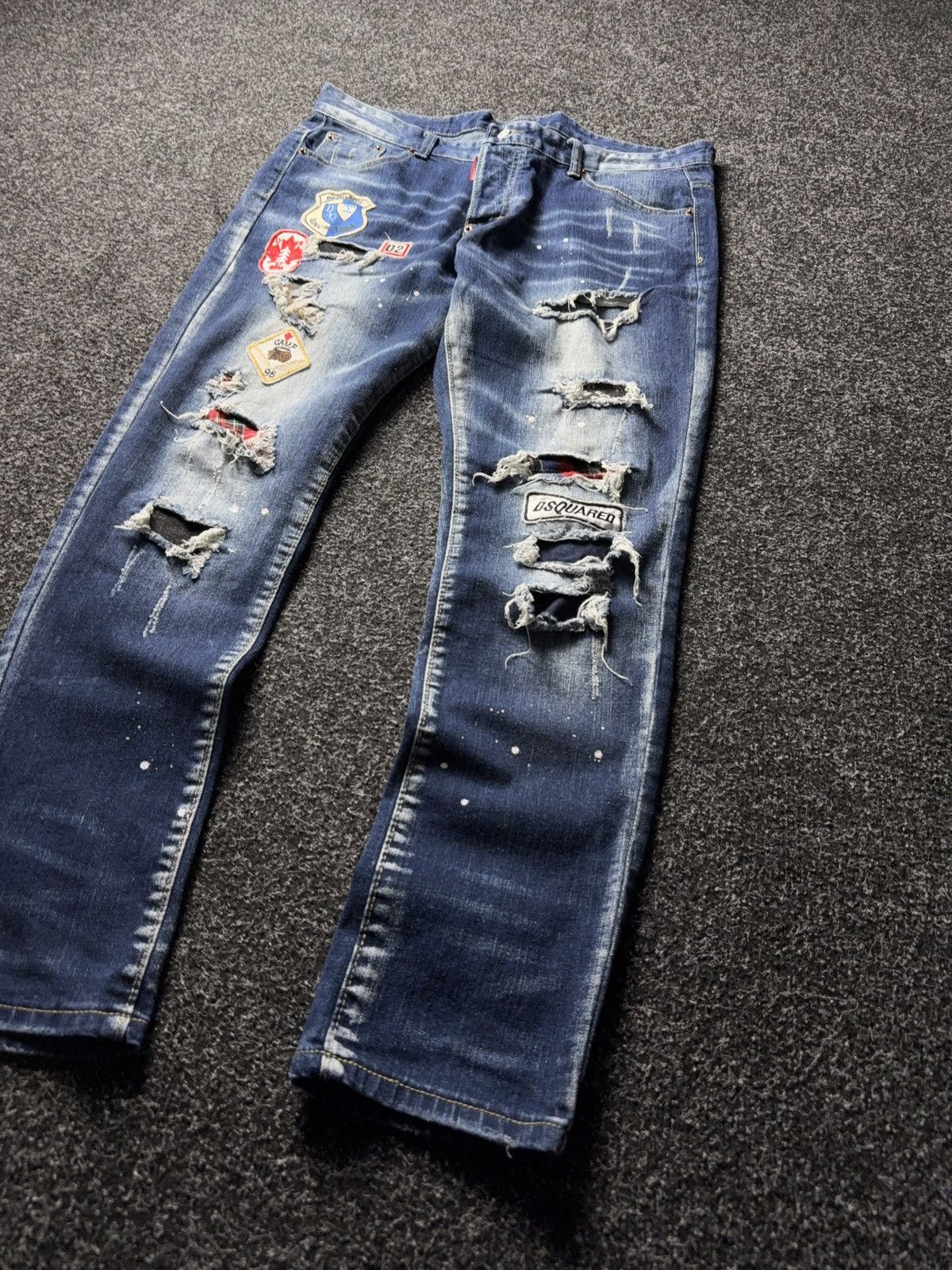Dsquared2 Retro Y2K 00s Dsquared2 Distressed Patchwork Jeans 54 Italy Size US 36 / EU 52 - 3 Thumbnail