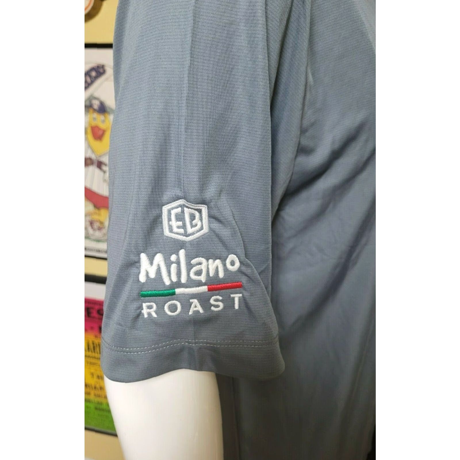 Vintage Elevate Polo Shirt Men Large Gray Barista Uniform Moisture Wicking Embroidered Logo Striped East Block Beanery Coffee Company Milano Roast Size US L / EU 52-54 / 3 - 4 Thumbnail