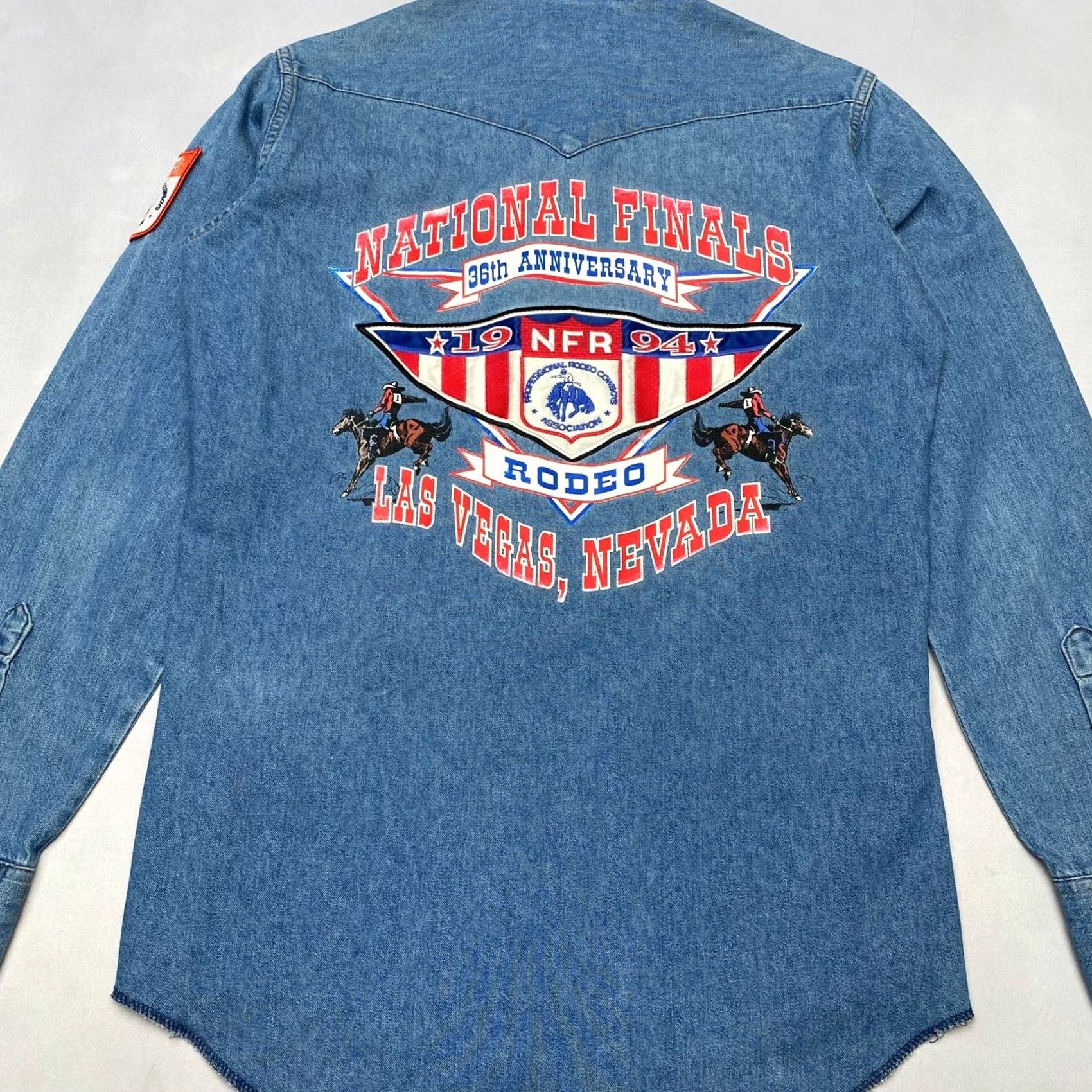 Wrangler Vintage Wrangler NFR National Finals Rodeo Denim Pearl Snap Western 1994 Small Size US S / EU 44-46 / 1 - 2 Thumbnail