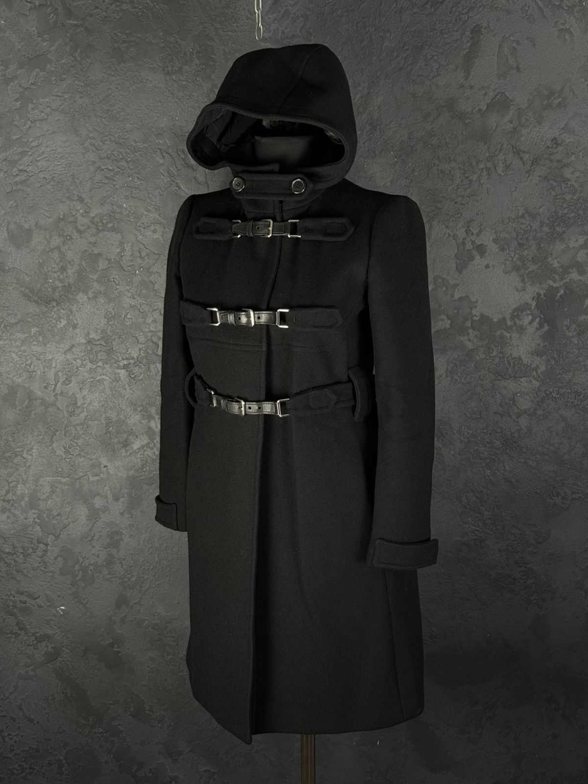 Prada 2000s Prada Women’s Black Buckled Wool Long Duffle Coat Size S / US 4 / IT 40 - 1 Thumbnail
