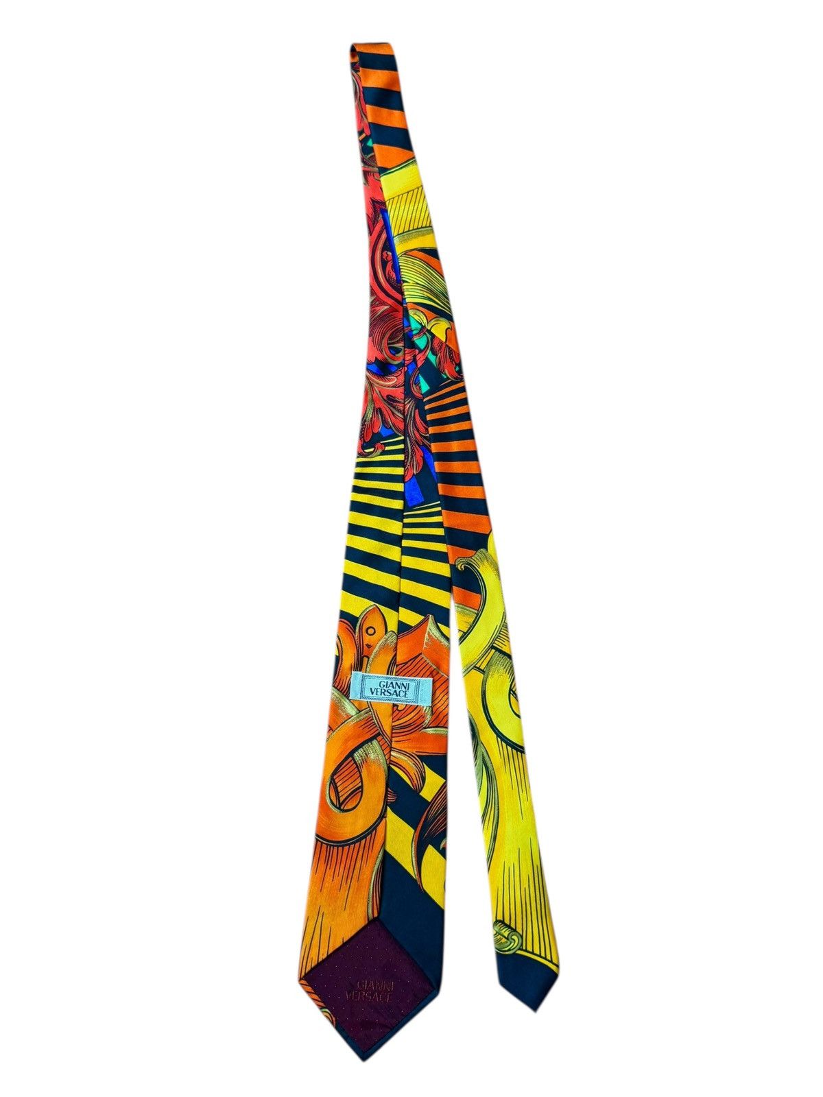 Gianni Versace Striped Baroque Silk Tie Vintage