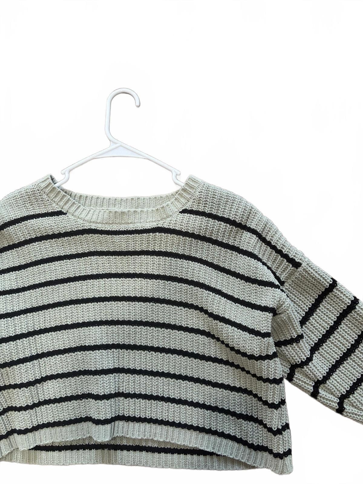 Other Belle Du Jour Oversized Cropped Stripped Knit Sweater XL Size US XL / EU 56 / 4 - 3 Thumbnail