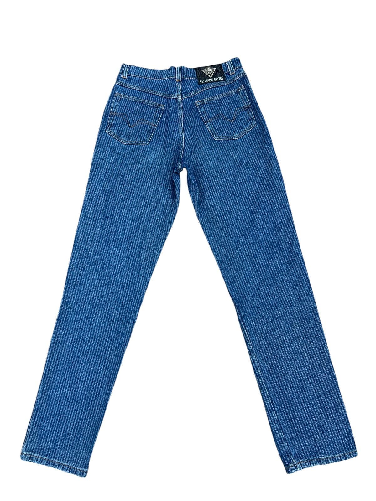Versace × Vintage Vintage 90s Versace Sport Made in Italy Striped Denim Jeans Size US 29 - 2 Thumbnail