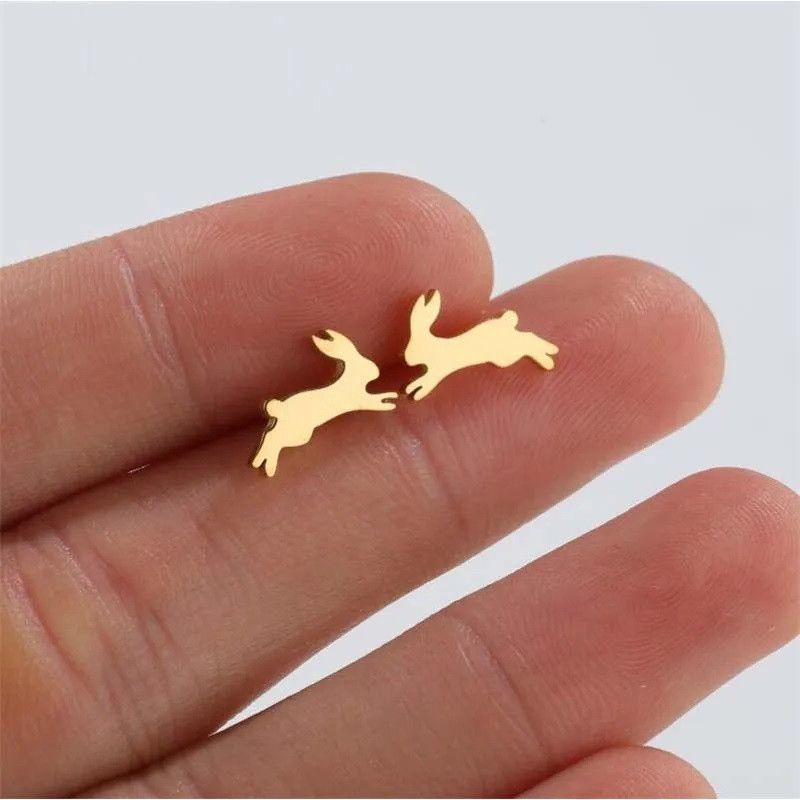 Jewelry Running Rabbit Stud Earrings Charm Earring Gift Size ONE SIZE - 1 Thumbnail