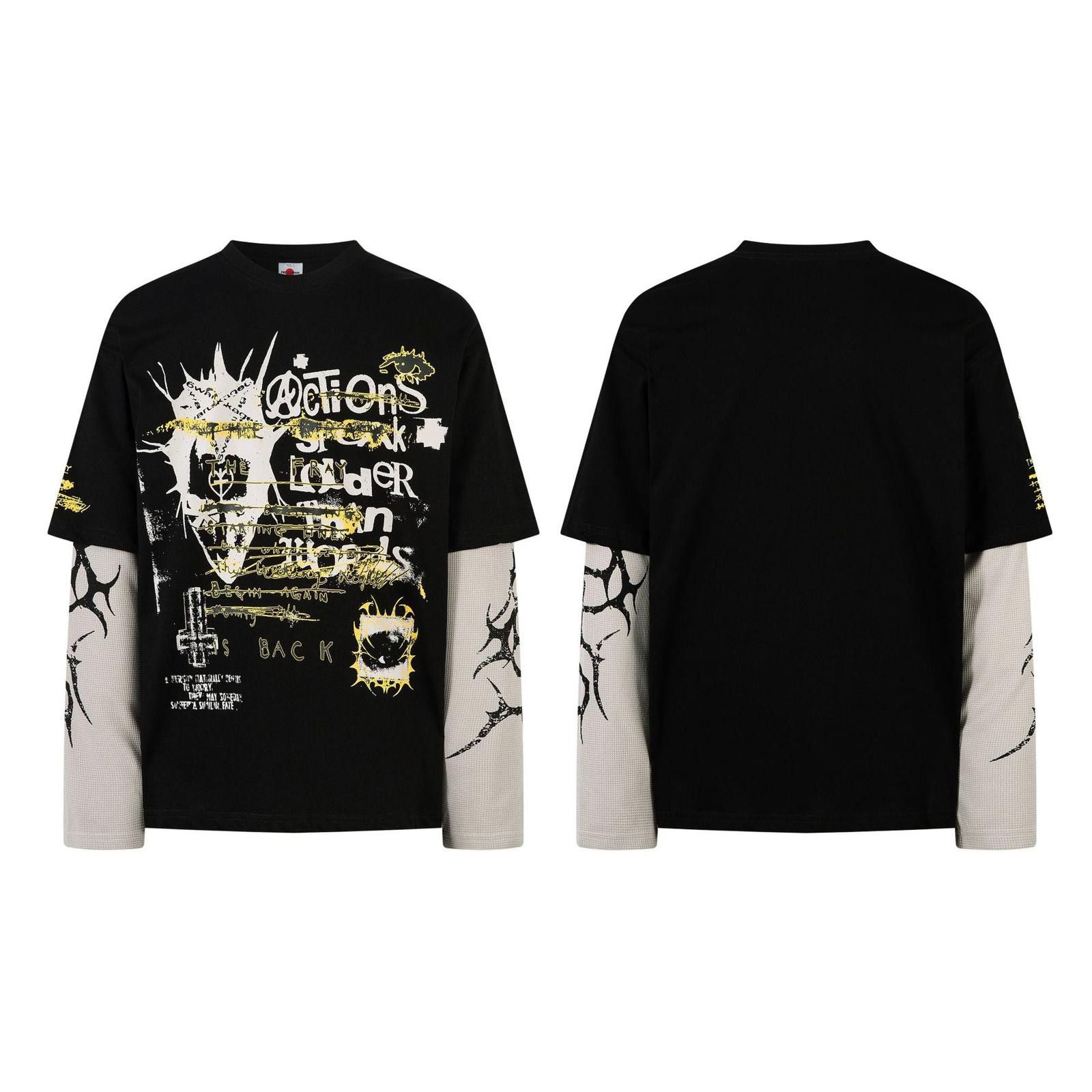 Vintage Actions - Black Layered Graphic Long-Sleeve Tee Size US M / EU 48-50 / 2 - 5 Thumbnail