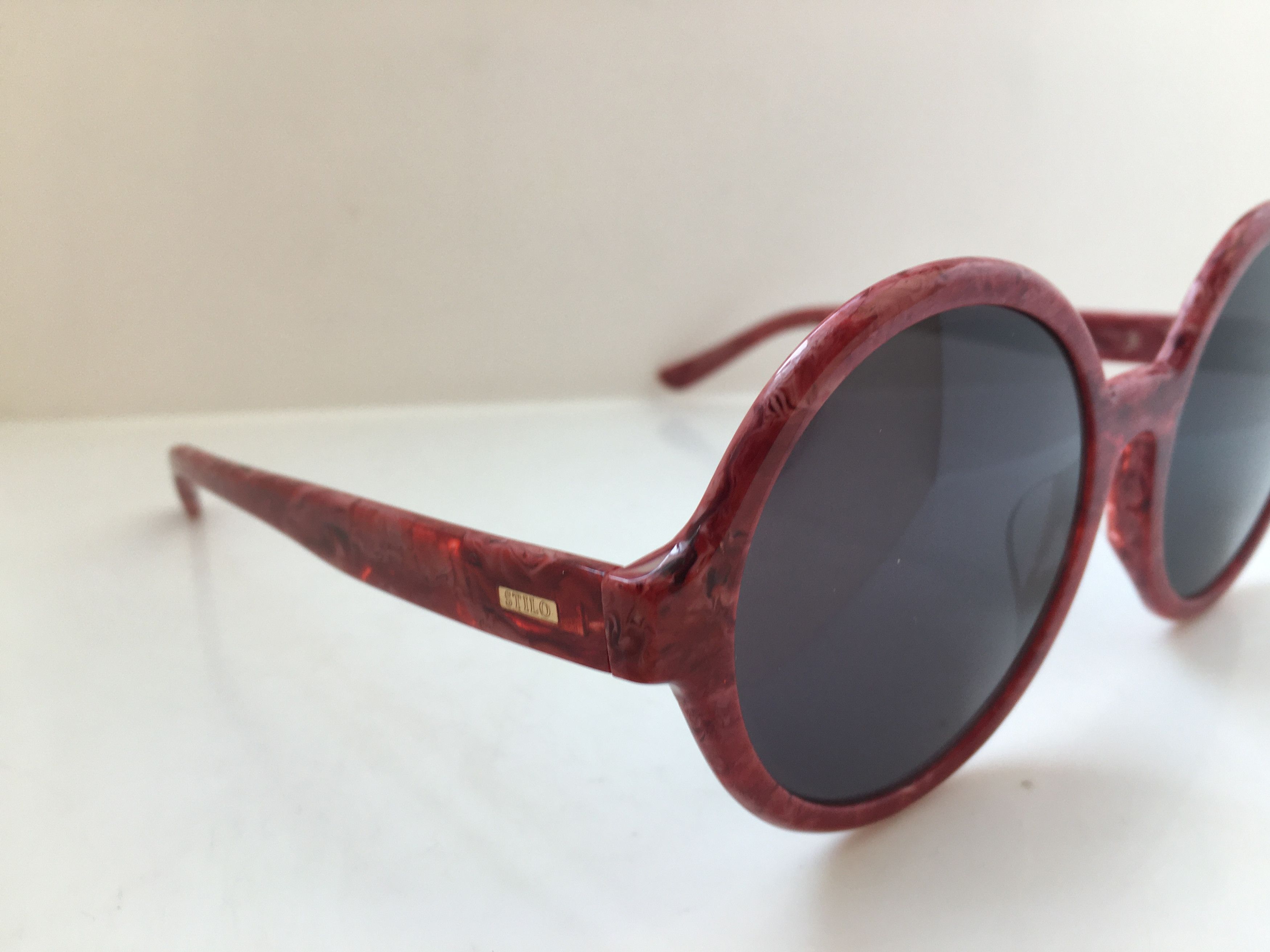 Other Handmade STILO Round Red Acetate Sunglasses Diva Frame Size ONE SIZE - 2 Thumbnail