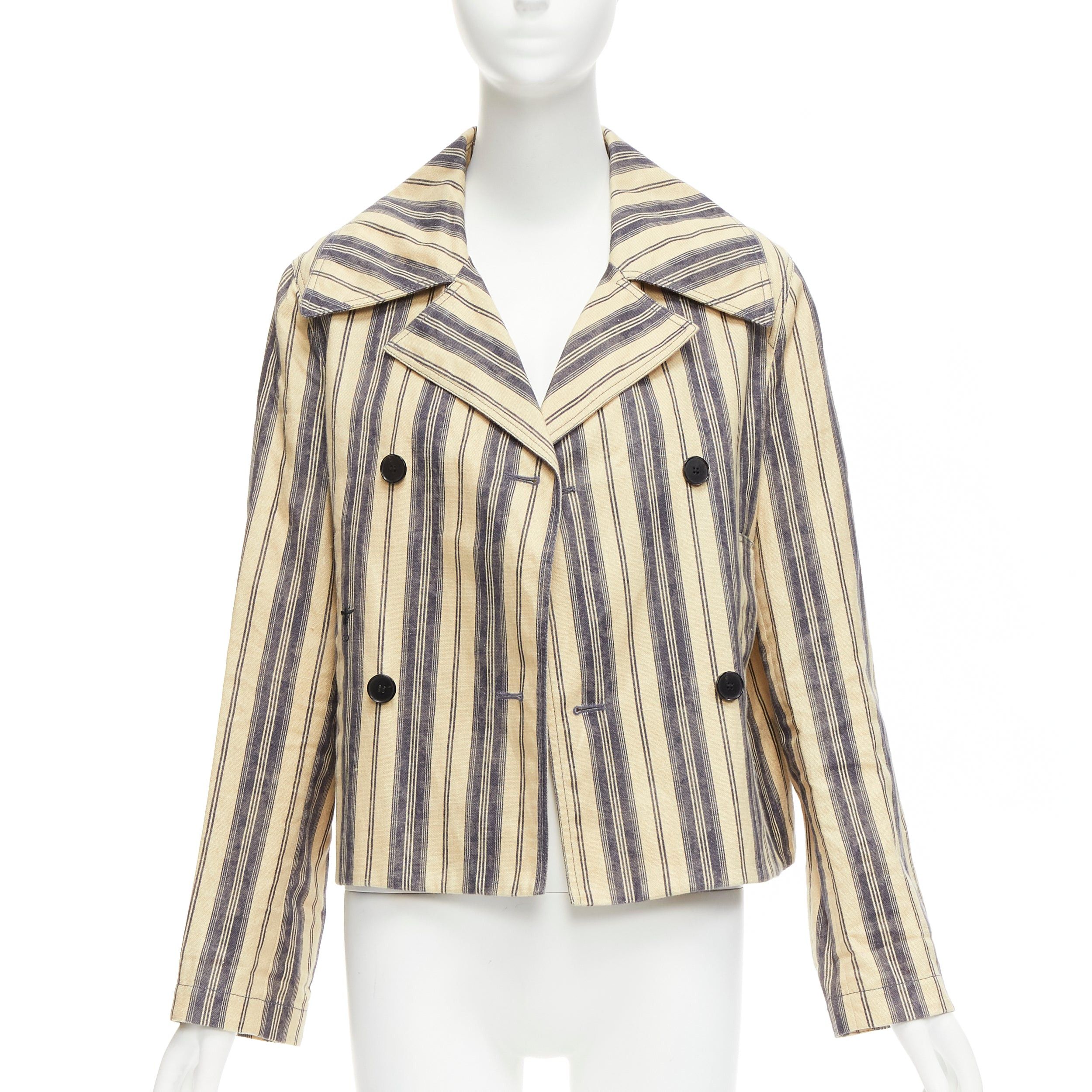 Dior CHRISTIAN DIOR 2020 Runway beige striped linen blend double breasted blazer FR36 S Size S / US 4 / IT 40 - 1 Thumbnail