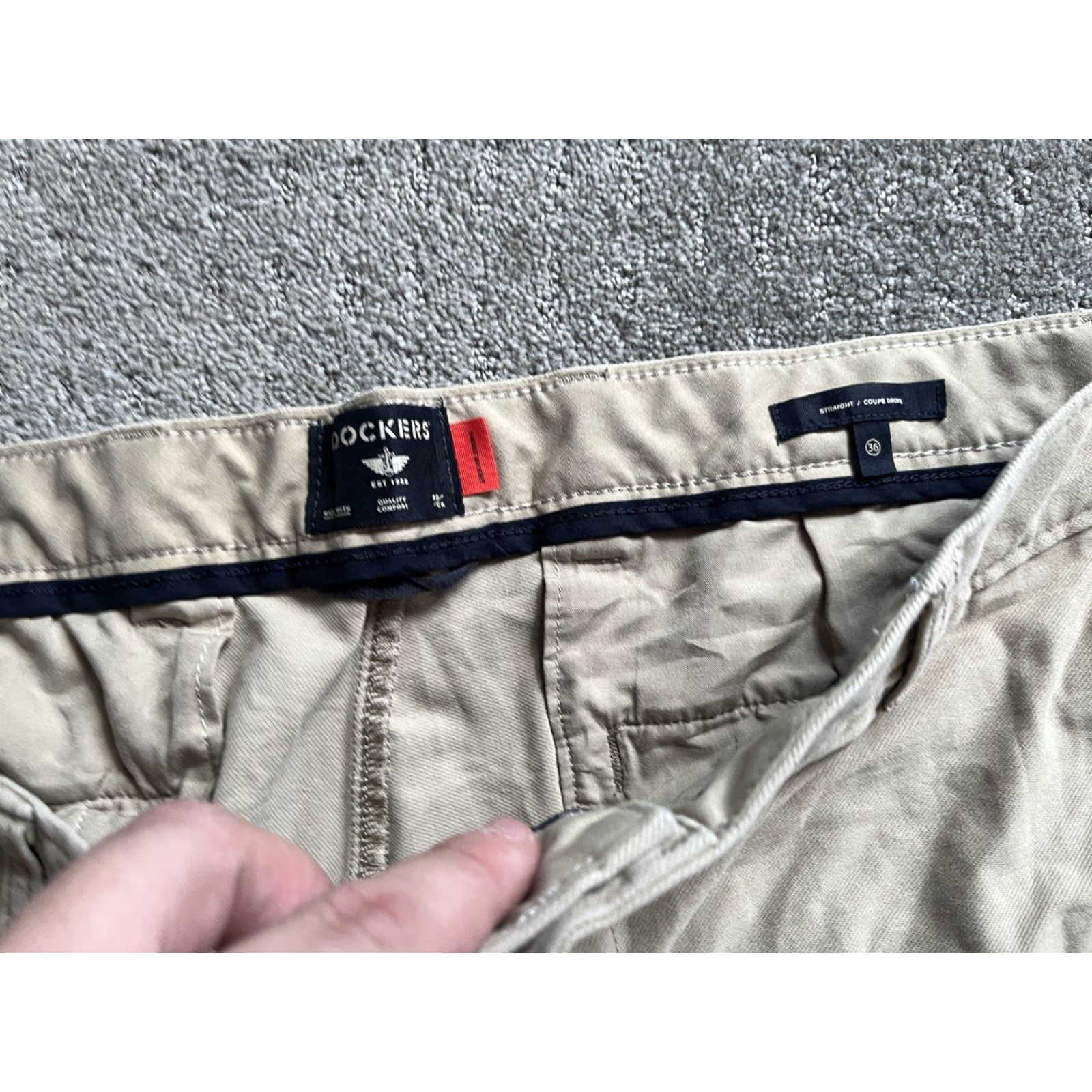 Dockers DOCKERS Pants Adult 36x30 Beige Straight Fit Zip Slash Pockets Mens Size US 36 / EU 52 - 6 Thumbnail