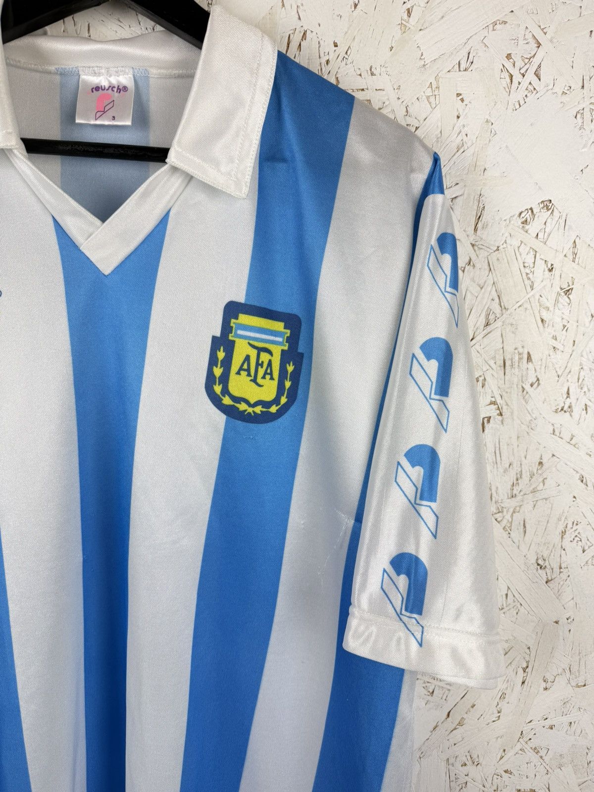 Vintage 90s Reusch Argentina Football Soccer Retro Jersey Size 3 (L) Size US L / EU 52-54 / 3 - 2 Thumbnail