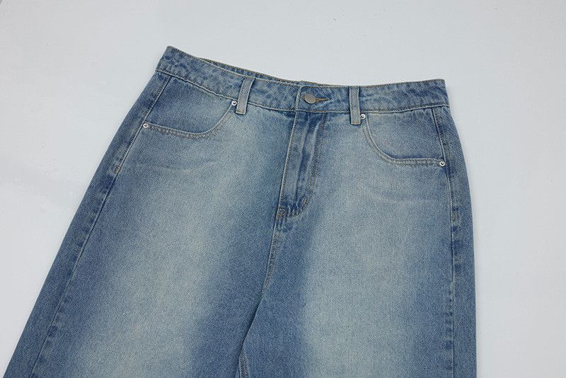 Jean American high street washed loose straight leg men's jeans Size US 32 / EU 48 - 3 Thumbnail