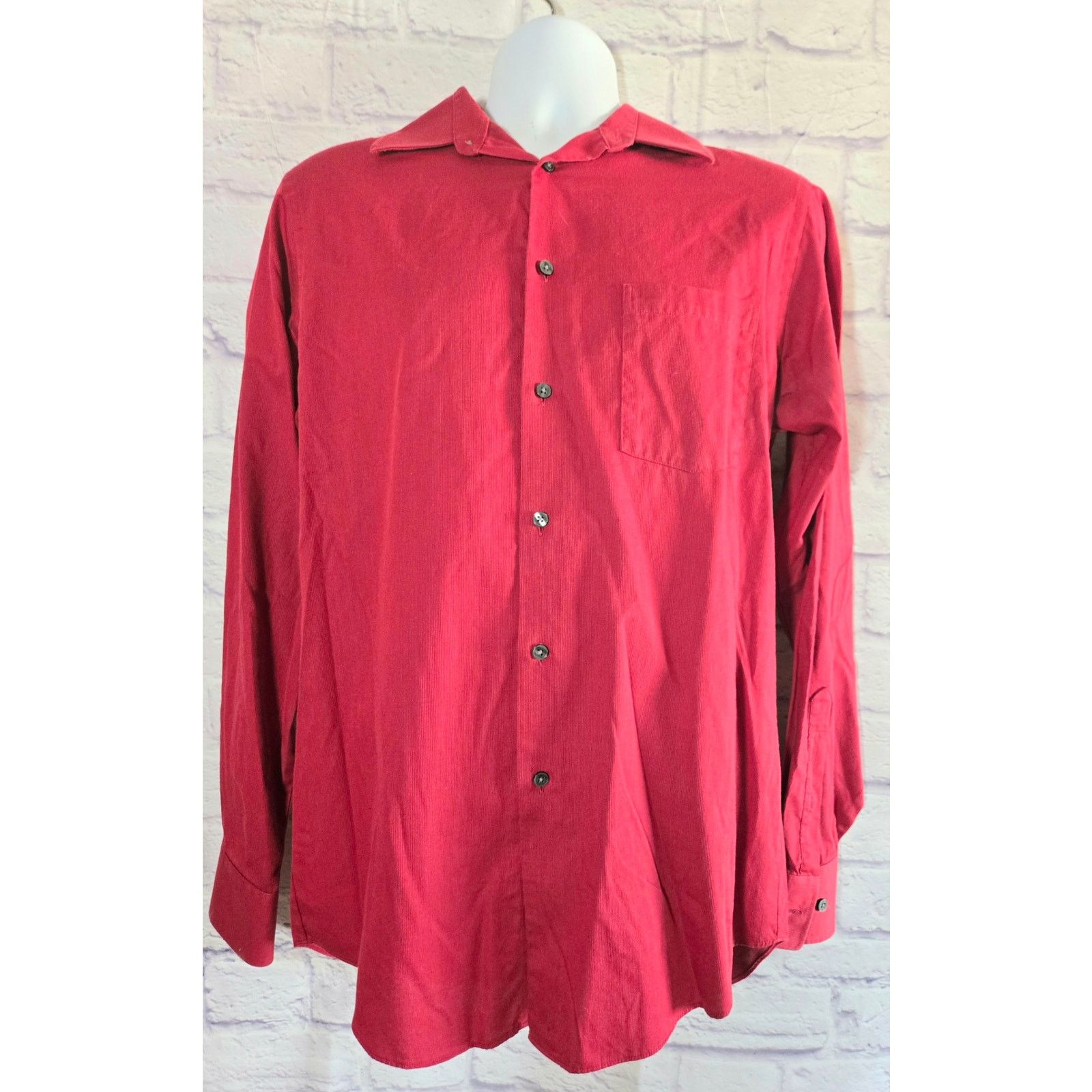 Geoffrey Beene Geoffrey Beene Red Button Up Wrinkle Free Men's Shirt 15.5/M Size US M / EU 48-50 / 2 - 1 Thumbnail