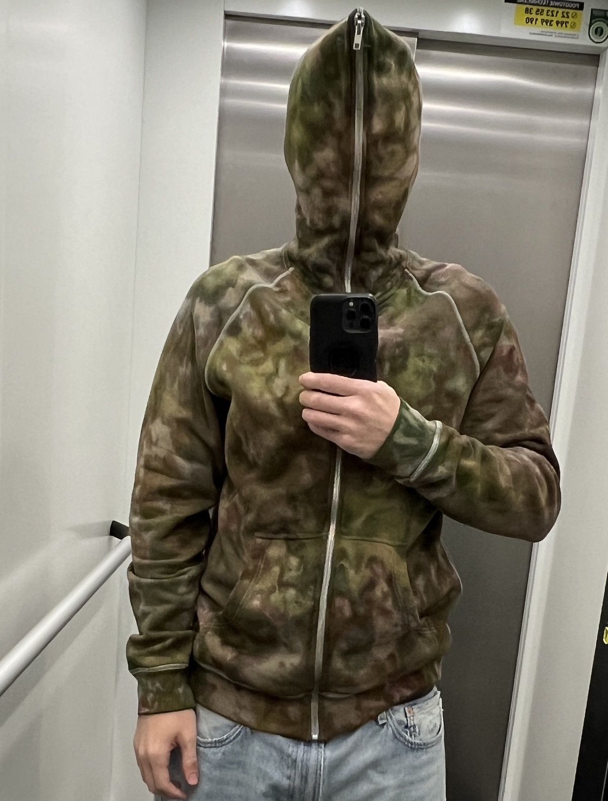 acne y2k full zip gimp camo tie dye solid hoodie