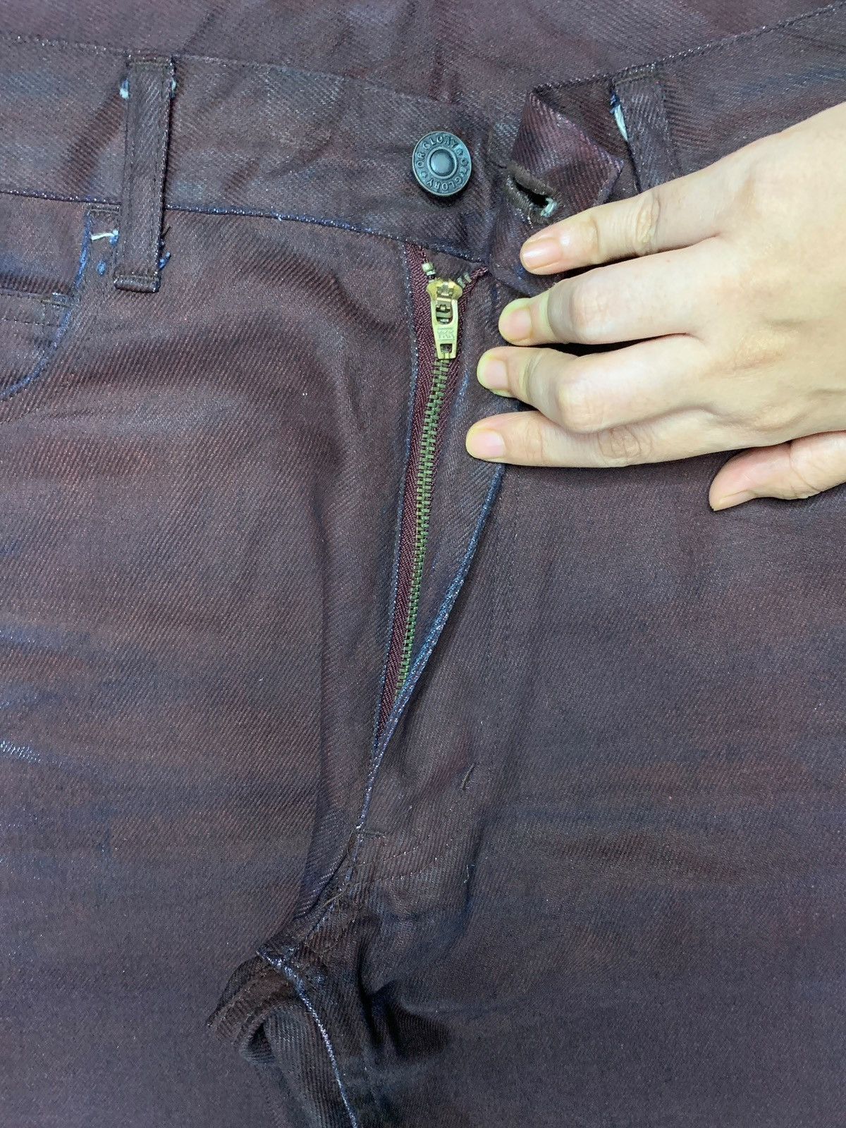 Or Glory Vintage Japanese Or Glory Waxed Leather Style Flared Jeans Size US 28 / EU 44 - 3 Thumbnail